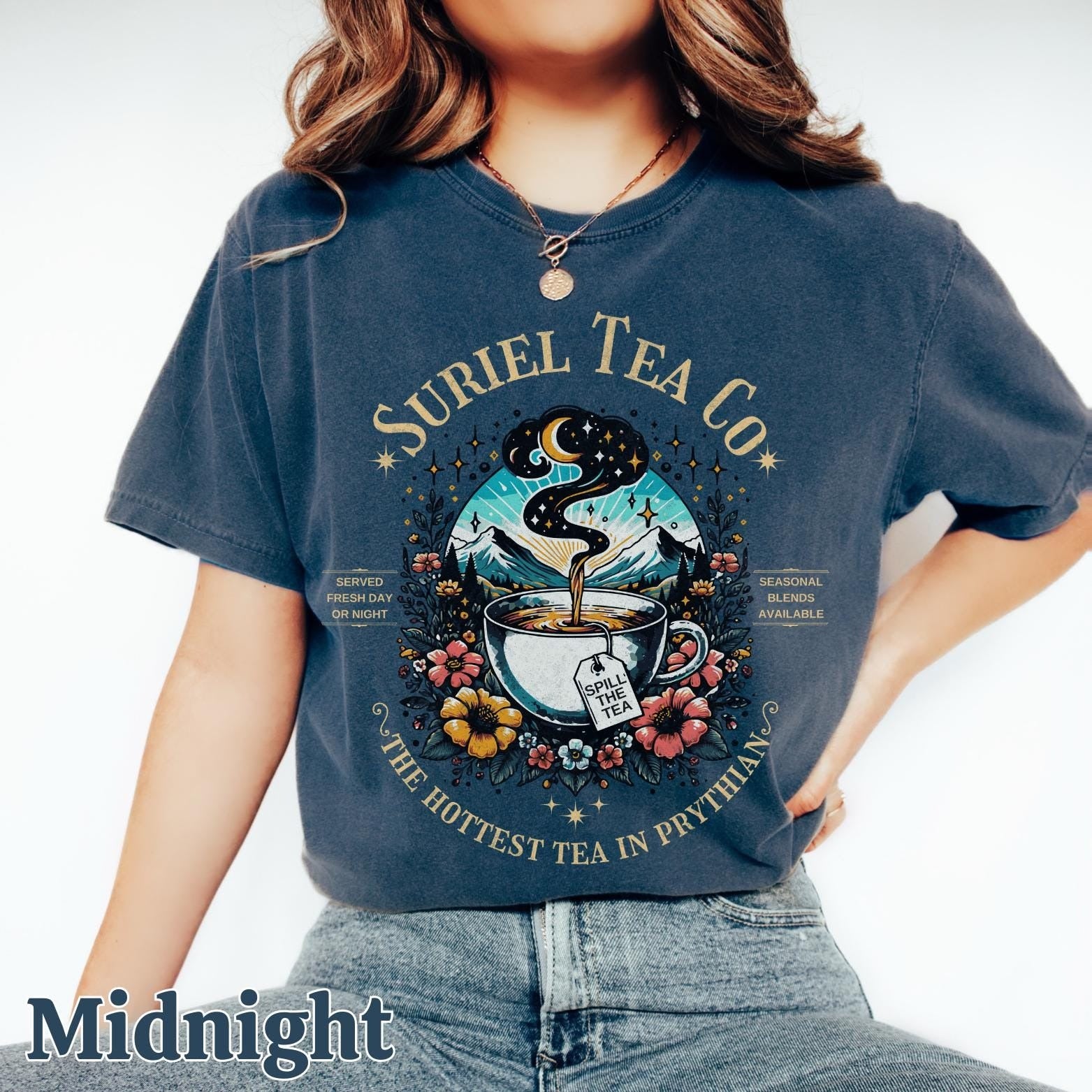 Comfort Colors Suriel Tea Co Shirt, ACOTAR Suriel Tea Shirt, Velaris T-Shirt, A Court Of Thorns and Roses Shirt, SJM Merch, Bookish Shirt, Book Lover Gift CFVLR35