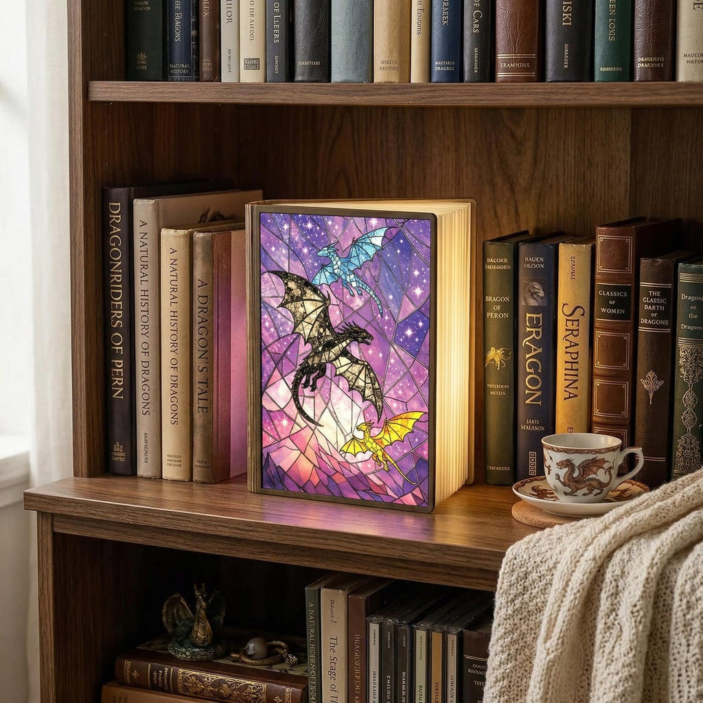Dragon Guarded Library Book Lamp, Dragon LED Foldable Book Light, 3D Fantasy Night Light, Fantasy Book Lover & Reader Gift BLVLR02