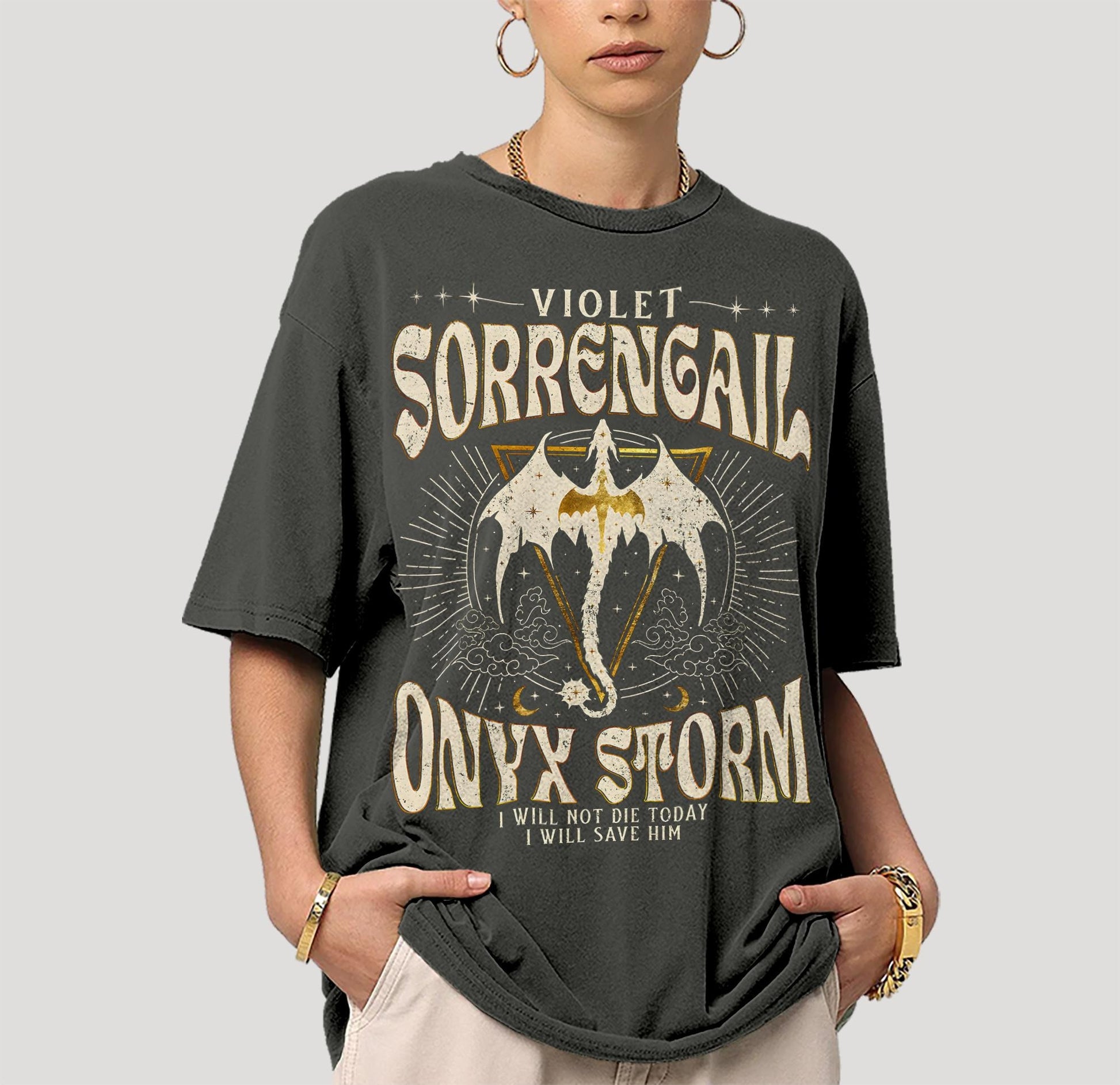 Comfort Colors Violet Sorrengail Onyx Storm Fourth Wing Graphic T-shirt, Unisex Garment-Dyed T-shirt, Gift for Him, Gift for Her CFVLR41