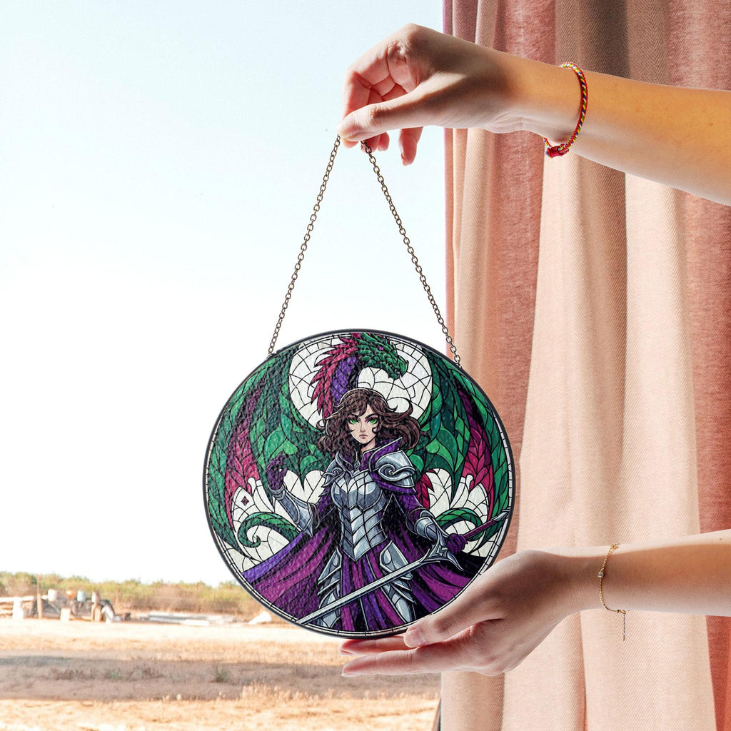 Fourth Wing Violet Sorrengail Stained Glass Suncatcher, Dragon Fantasy Window Decor, Warrior Book Art, Gift for Her SGVLR46