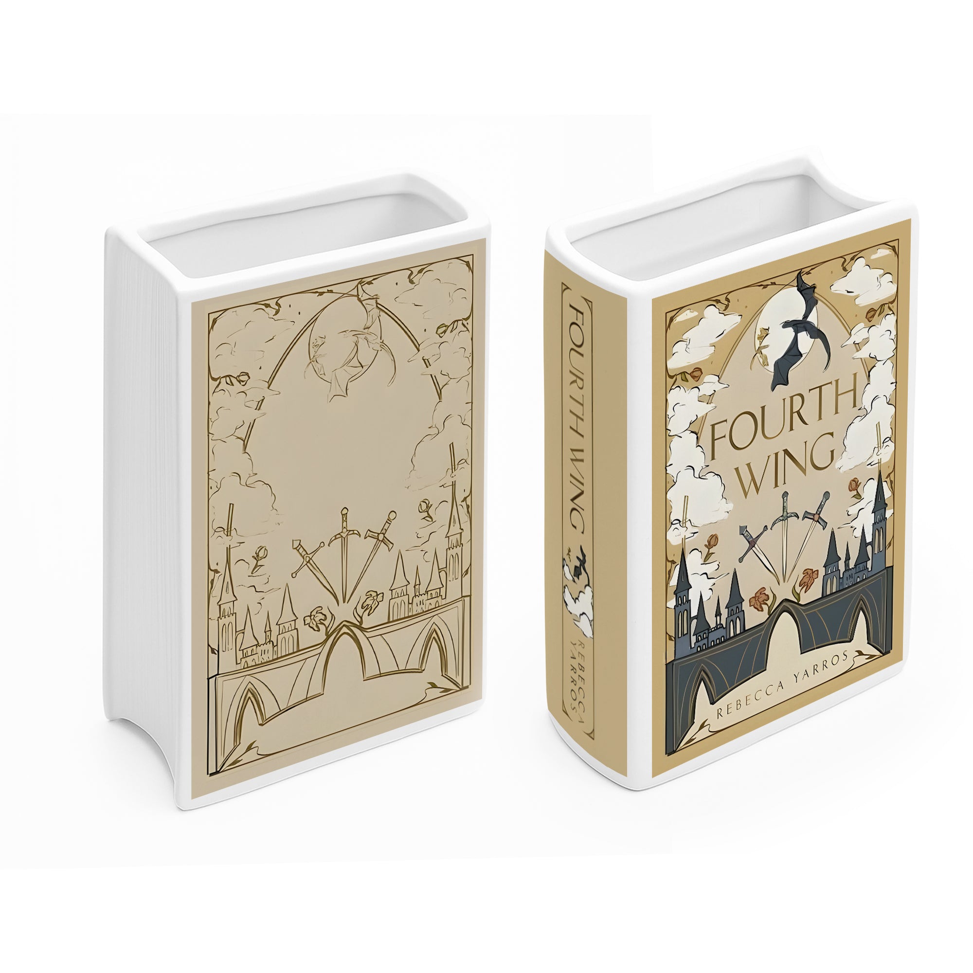 Fourth Wing Ceramic Book Vase, Ceramic Fantasy Book Shaped Vase, Fourth Wing Inspired Home Decor, Dragon Lover Gift for Fans CVVRL02