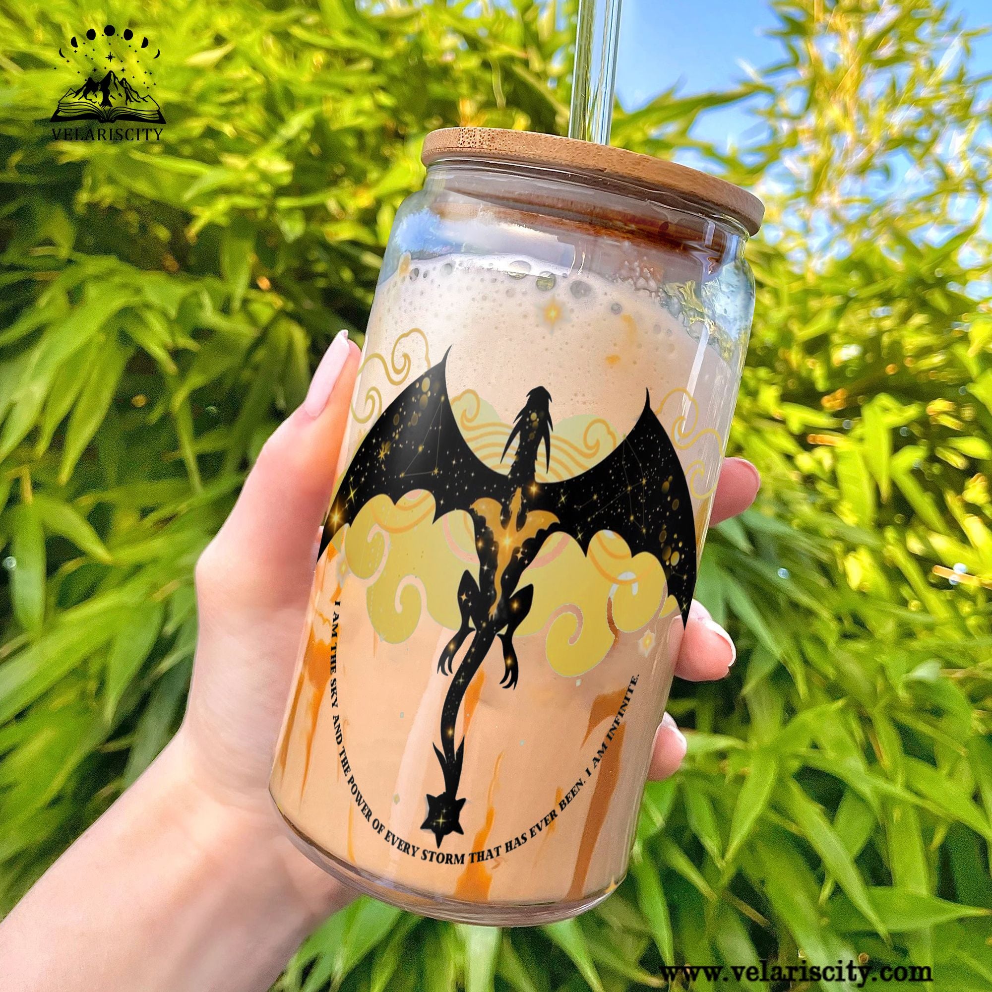 Fourth Wing Dragon Glass Can Cup with Straw, Xaden Riorson Storm Quote Tumbler, Empyrean Bookish Gift GLVLR37