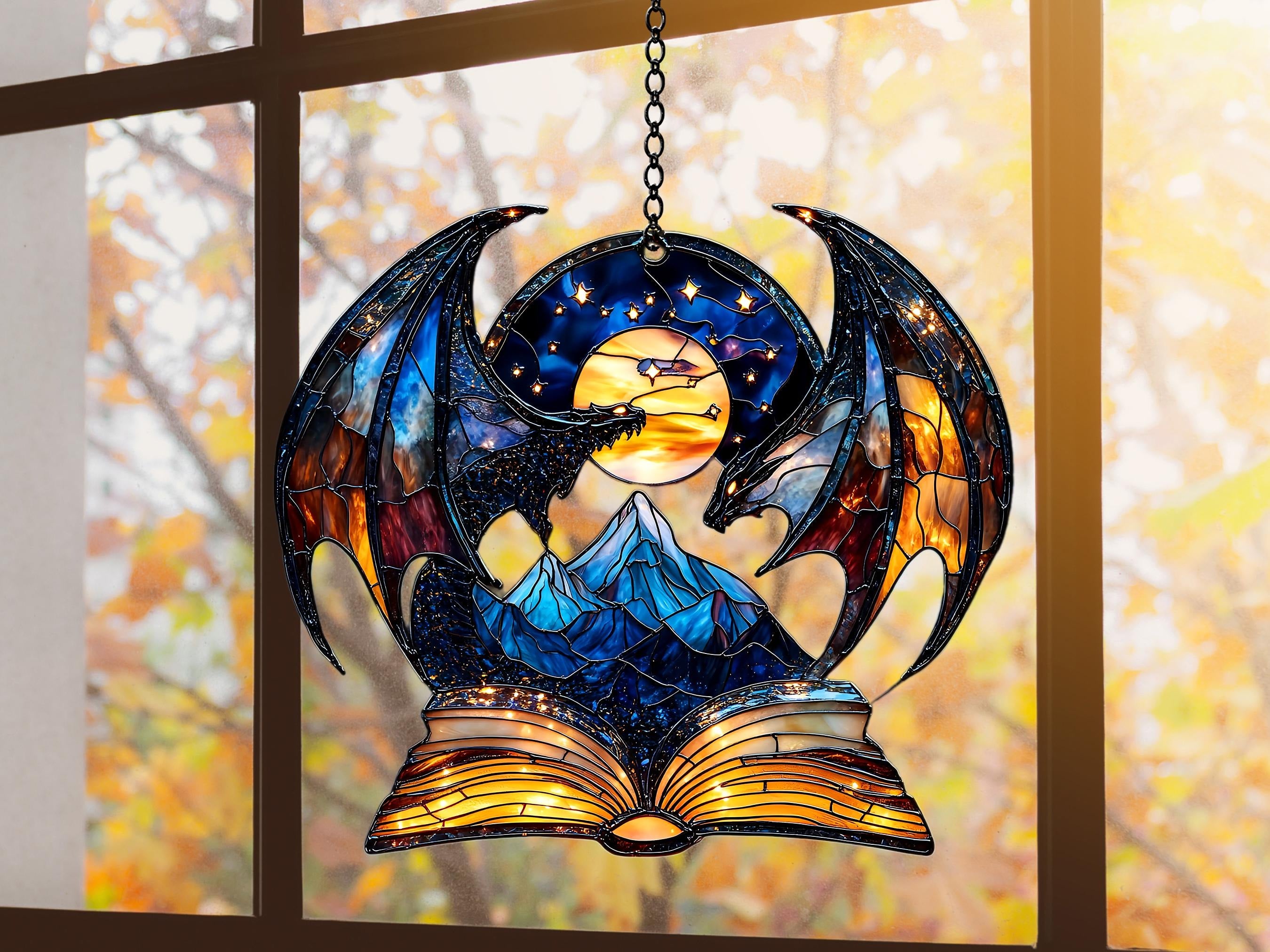 Night Court ornament for Fantasy Book Lovers, ACRYLIC Window Hanging, Mini Bookshelf Decor, Throne of Glass and Acotar Gifts for Readers SGVLR02