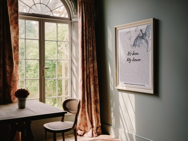 Fourth Wing Quote Print - Liam Mairi It's Been My Honor, The Empyrean Poster, Rebecca Yarros Poster, Gift For Fan VLRP02