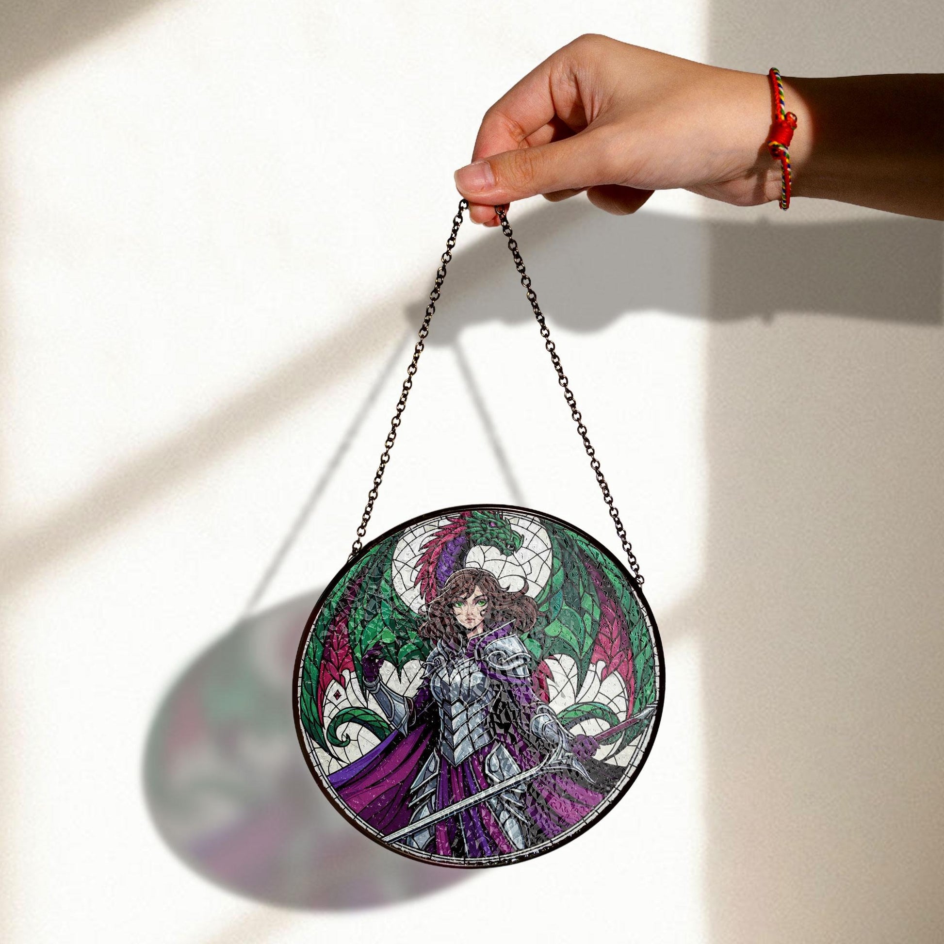 Fourth Wing Violet Sorrengail Stained Glass Suncatcher, Dragon Fantasy Window Decor, Warrior Book Art, Gift for Her SGVLR46