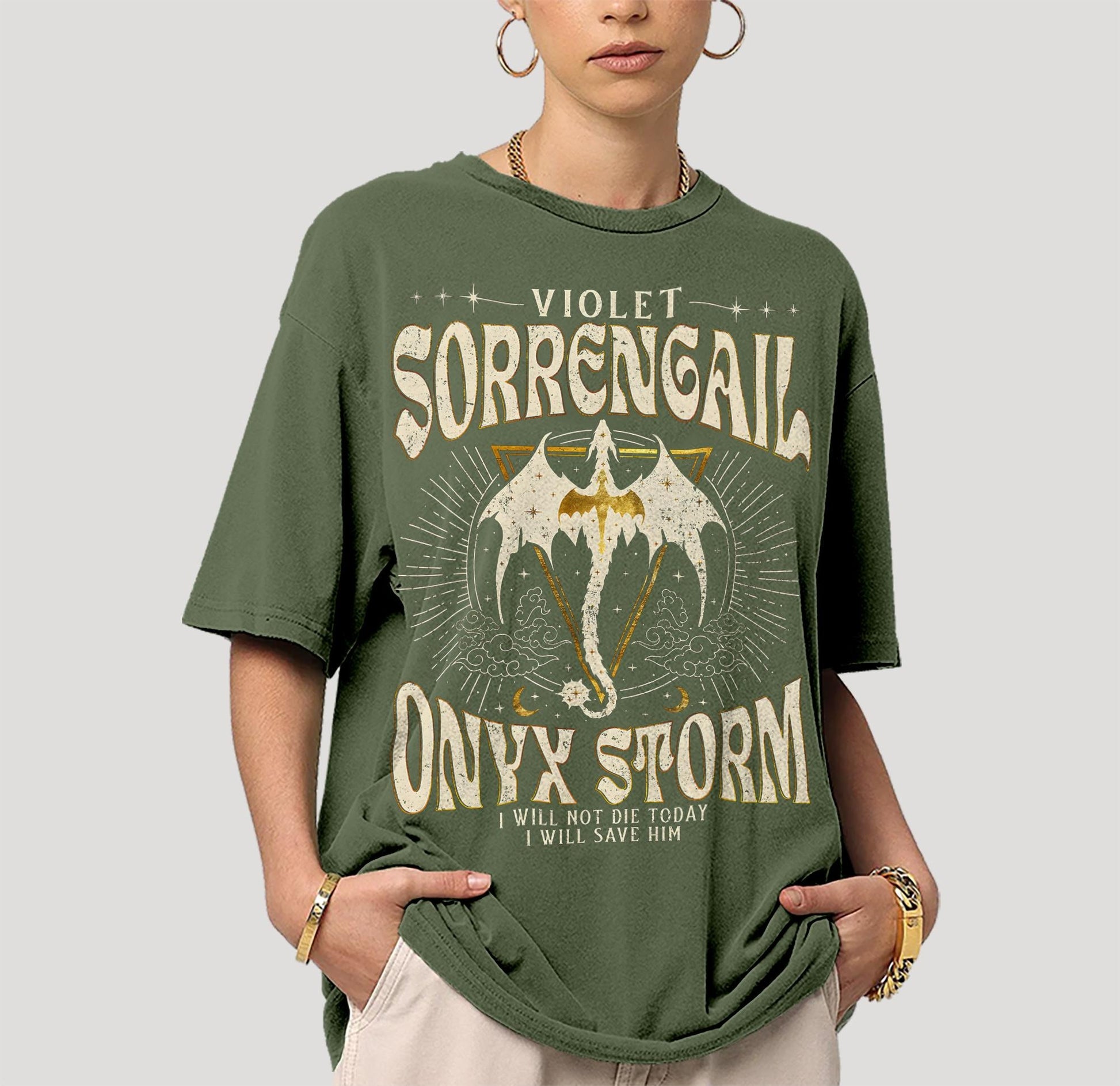 Comfort Colors Violet Sorrengail Onyx Storm Fourth Wing Graphic T-shirt, Unisex Garment-Dyed T-shirt, Gift for Him, Gift for Her CFVLR41