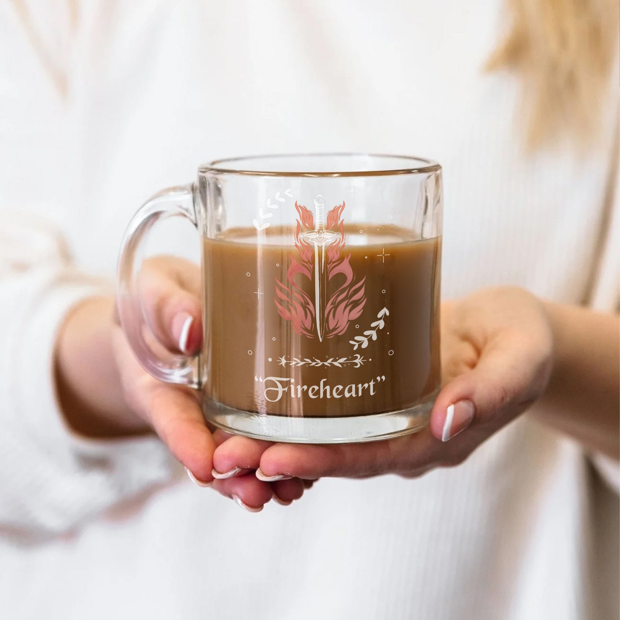 Fireheart Pint Glass, Fantasy Sword Beer Glass, Flame Sword Glass Cup, Throne Of Glass Cup, Book Lover Gift, Fantasy Pub Glass, BGVLR01