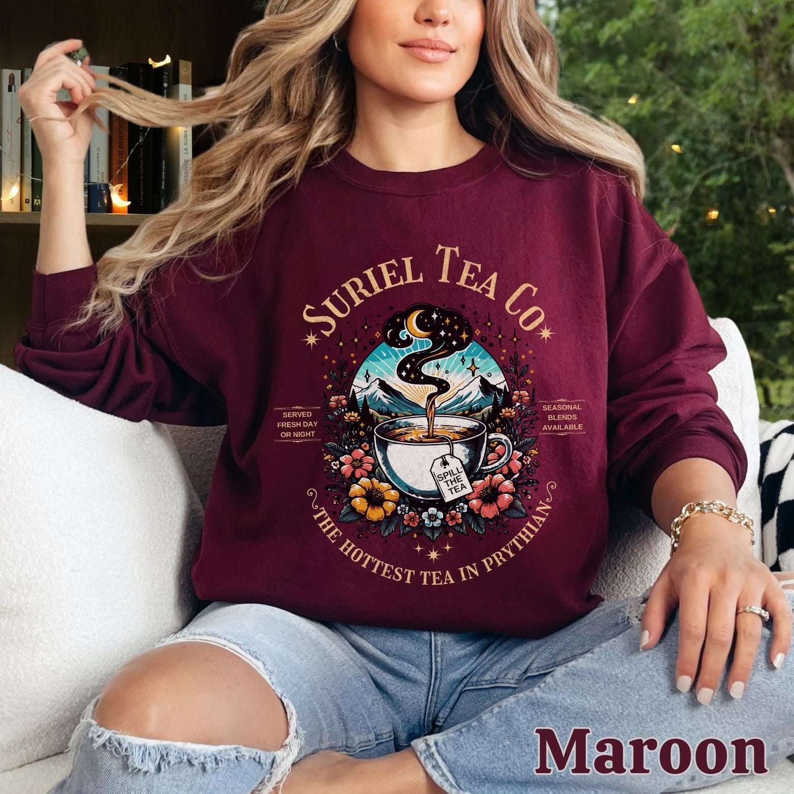 Comfort Colors Suriel Tea Co Shirt, ACOTAR Suriel Tea Shirt, Velaris T-Shirt, A Court Of Thorns and Roses Shirt, SJM Merch, Bookish Shirt, Book Lover Gift CFVLR35