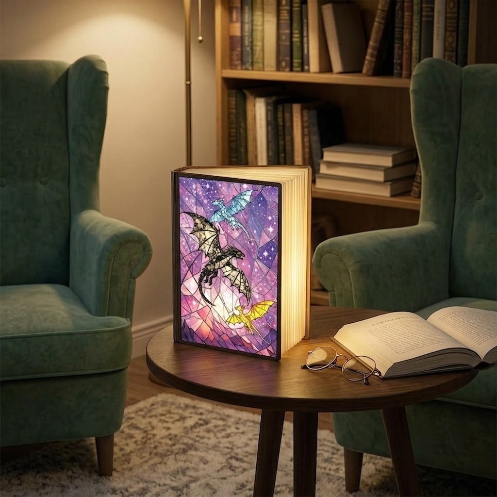 Dragon Guarded Library Book Lamp, Dragon LED Foldable Book Light, 3D Fantasy Night Light, Fantasy Book Lover & Reader Gift BLVLR02