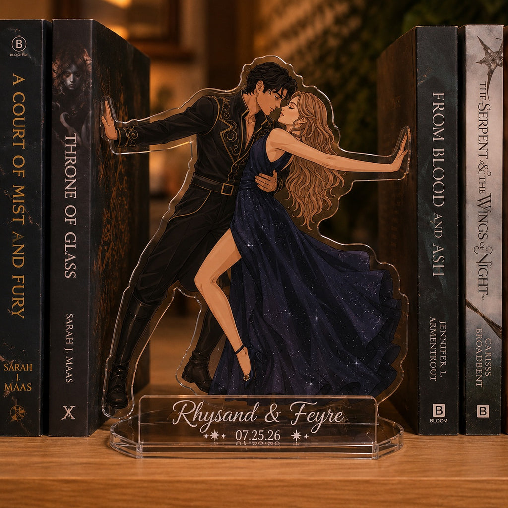 Rhysand and Feyre Acrylic Bookend Standee, ACOTAR Inspired Bookshelf Decor, Romantasy Couple Display, Fantasy Reader Gift. BSVLAR02