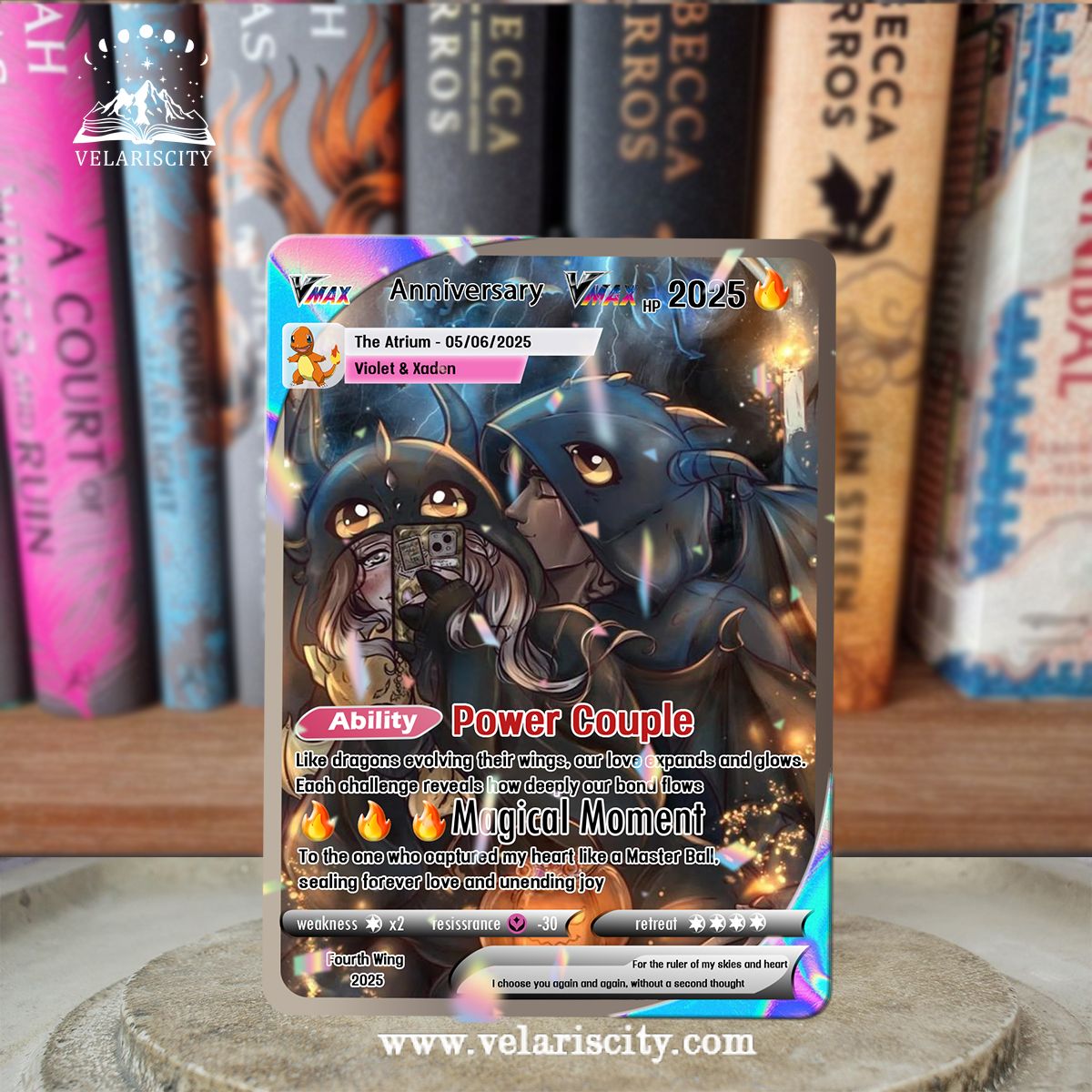 Violet Xaden Custom Card, Fourth Wing Fan Art, Anniversary Gift, Fantasy Dragons Collectible, Unique Gift for Fans CVLR02