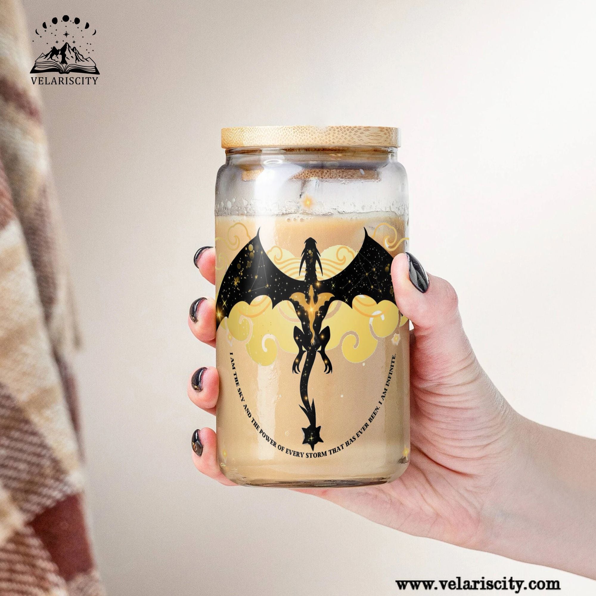 Fourth Wing Dragon Glass Can Cup with Straw, Xaden Riorson Storm Quote Tumbler, Empyrean Bookish Gift GLVLR37