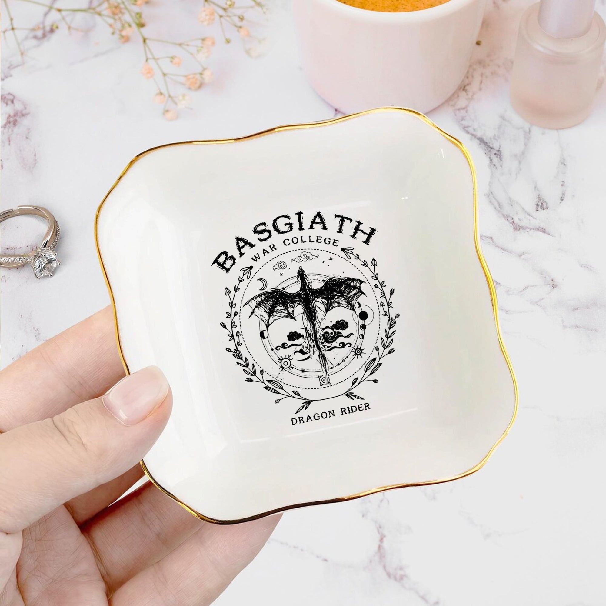 Basgiath War College Jewelry Dish, Dragon Rider Dish, Fourth Wing Trinket Dish, Empyrean Series Ring Dish, Fantasy Reader Decor JDVLR02