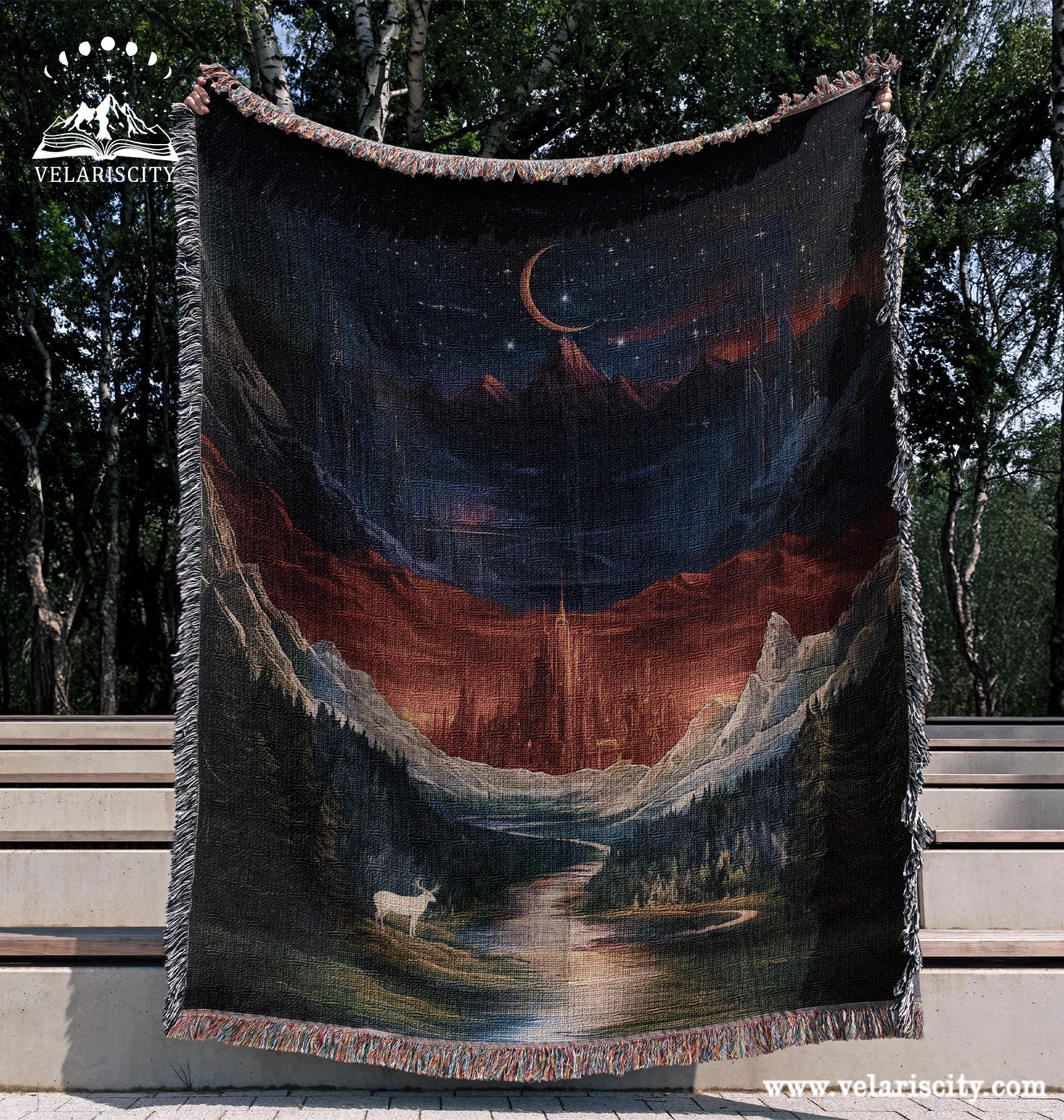 ACOTAR, Crescent City, Throne of Glass, Woven Blanket, Fantasy Bookish Decor Maasverse Booktok Gift Reading Nook Throw Night Court Aesthetic BKVLR06