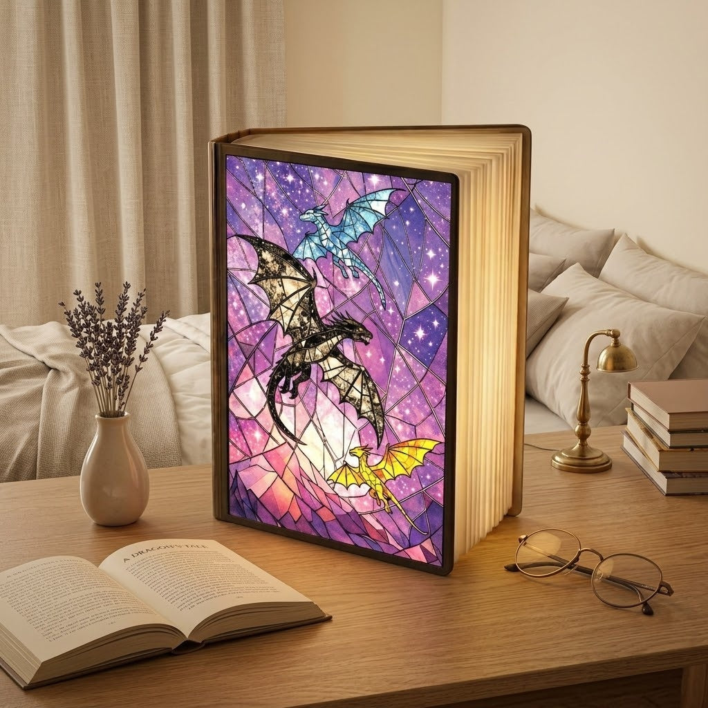 Dragon Guarded Library Book Lamp, Dragon LED Foldable Book Light, 3D Fantasy Night Light, Fantasy Book Lover & Reader Gift BLVLR02