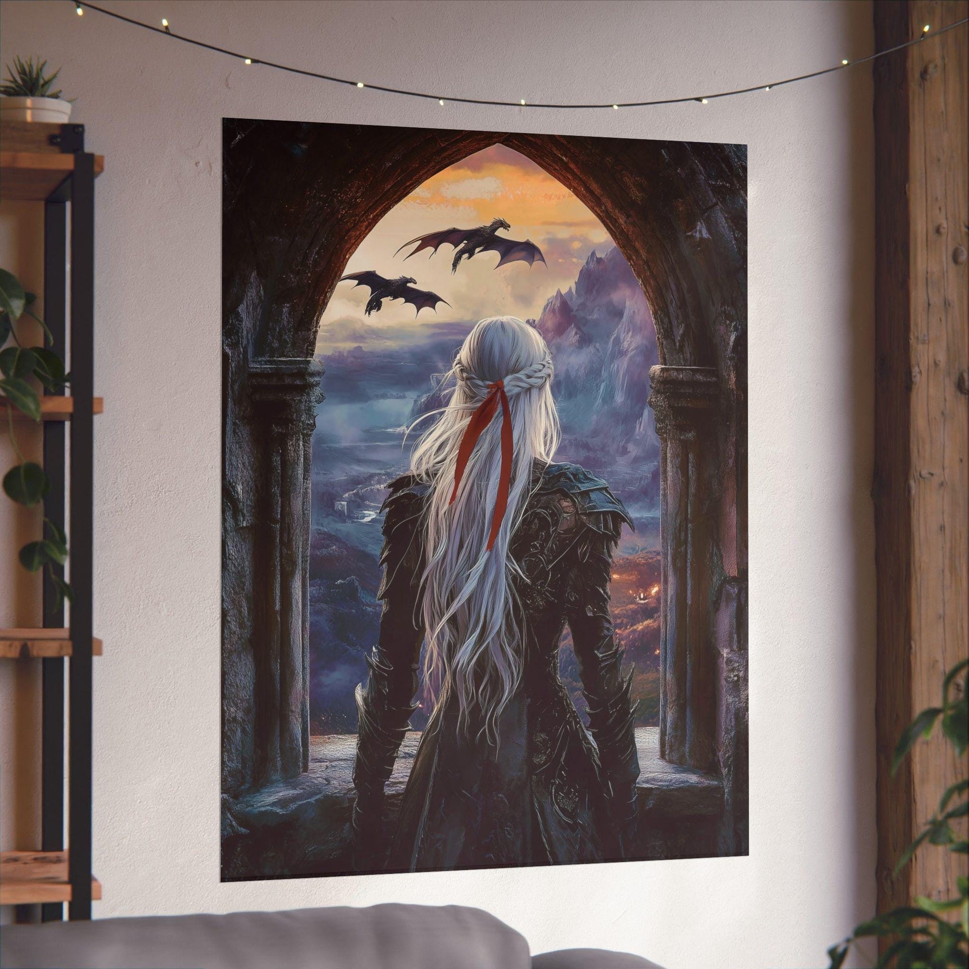 Throne of Glass Manon Print with Wyverns, TOG Fan Art Matte Poster for Booktok & Book Lovers, Cozy Fandom Gift, High-Quality Wall Décor VLRP40