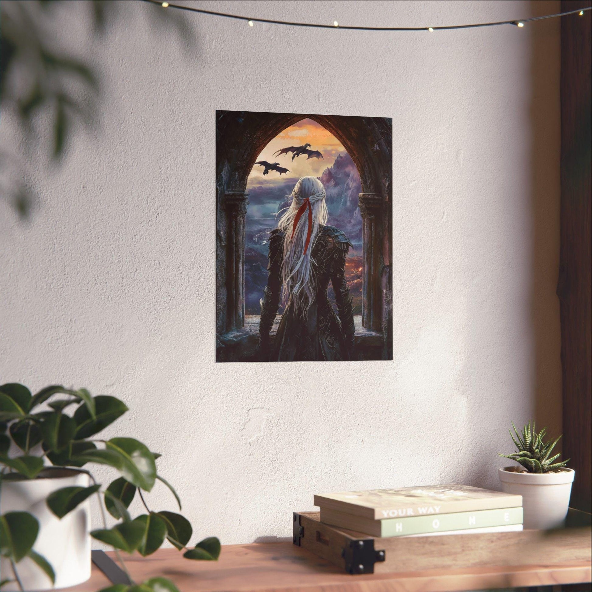 Throne of Glass Manon Print with Wyverns, TOG Fan Art Matte Poster for Booktok & Book Lovers, Cozy Fandom Gift, High-Quality Wall Décor VLRP40
