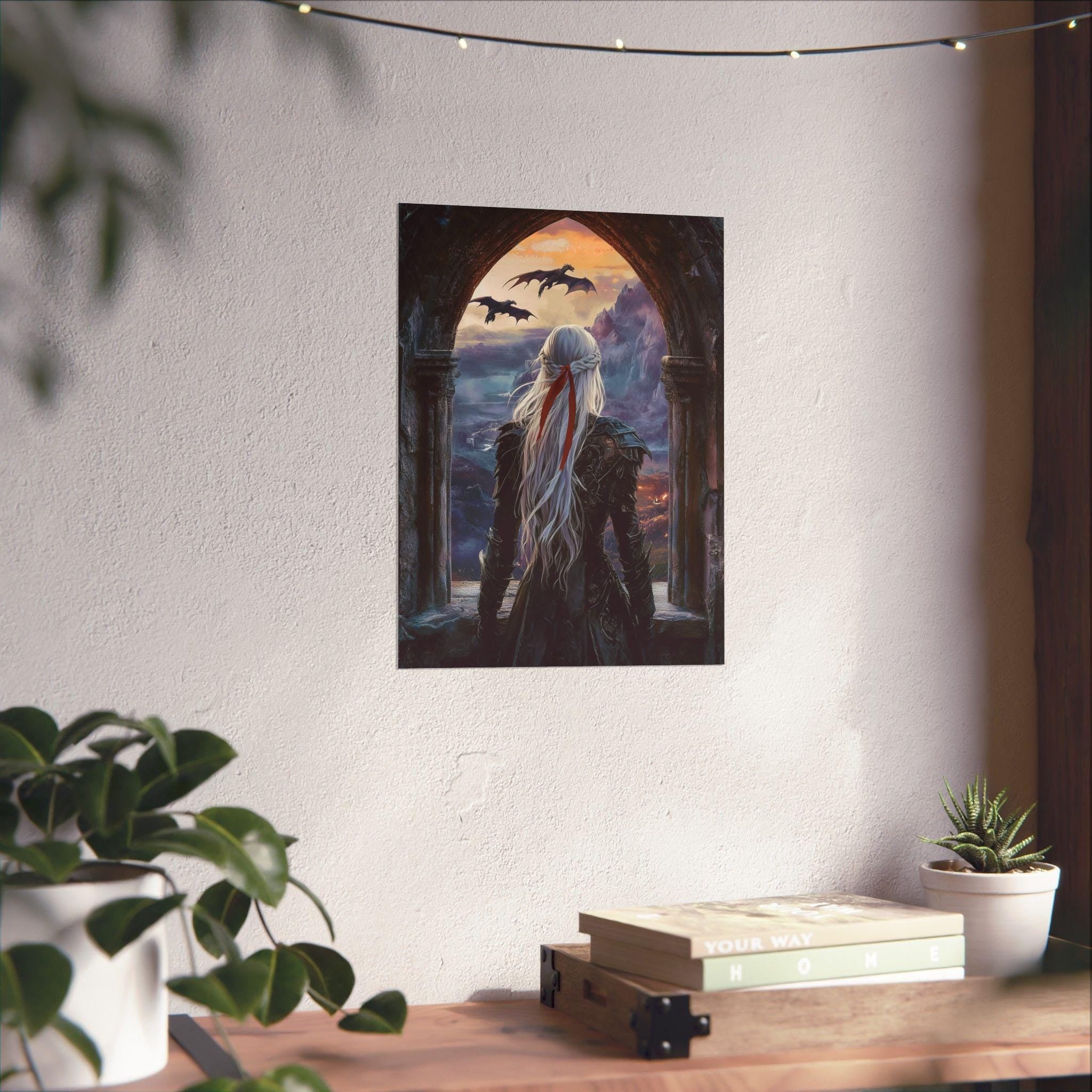 Throne of Glass Manon Print with Wyverns, TOG Fan Art Matte Poster for Booktok & Book Lovers, Cozy Fandom Gift, High-Quality Wall Décor VLRP40