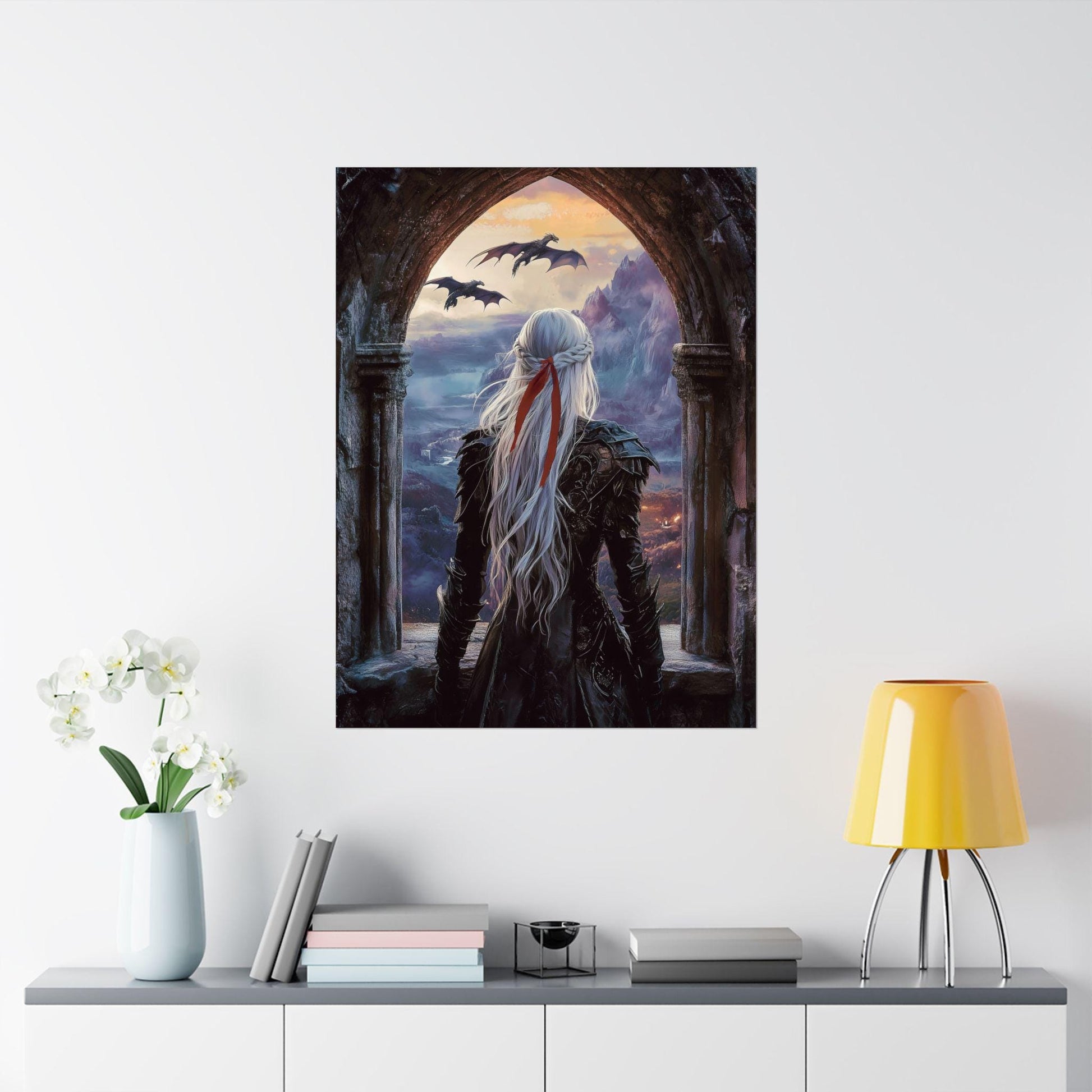 Throne of Glass Manon Print with Wyverns, TOG Fan Art Matte Poster for Booktok & Book Lovers, Cozy Fandom Gift, High-Quality Wall Décor VLRP40