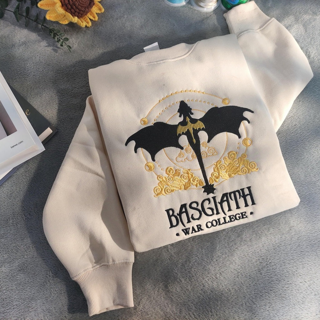 Embroidered Basgiath War College Sweatshirt, The Empyrean Sweatshirt, Dragon Rider Sweatshirt. VEMB17