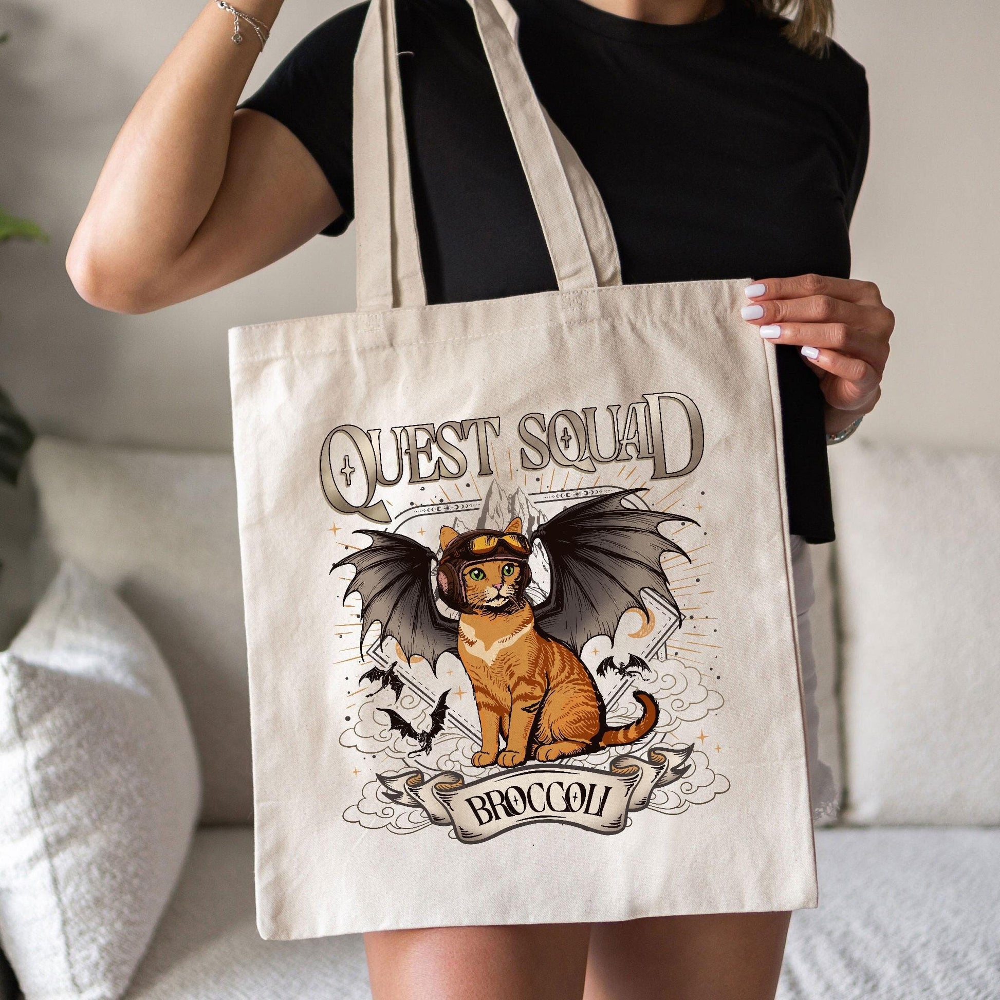 Quest Squad Broccoli Canvas Tote Bag, Onyx Storm Canvas Tote Bag, Fourth Wing, Xaden Riorson, Ridoc Romantasy Fan Shirt, Dragon Rider TBVLR18