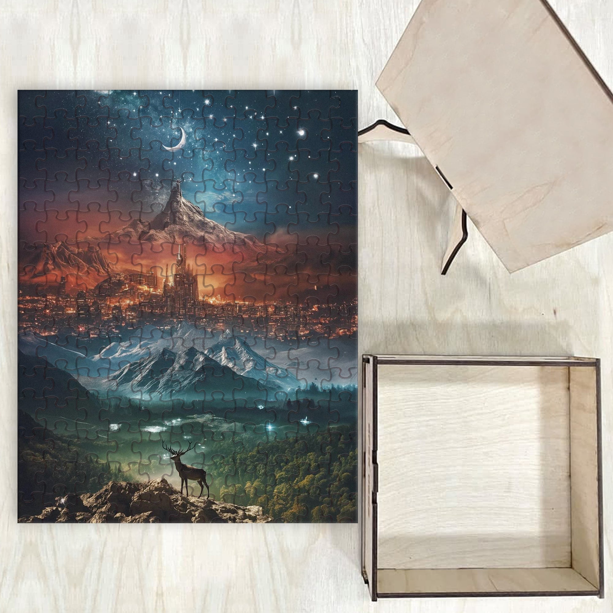 Sarah J Maas Puzzle Worlds Crossover, Crescent City, ACOTAR Velaris & Throne of Glass Terrasen, Fantasy Wooden Jigsaw PVLR19