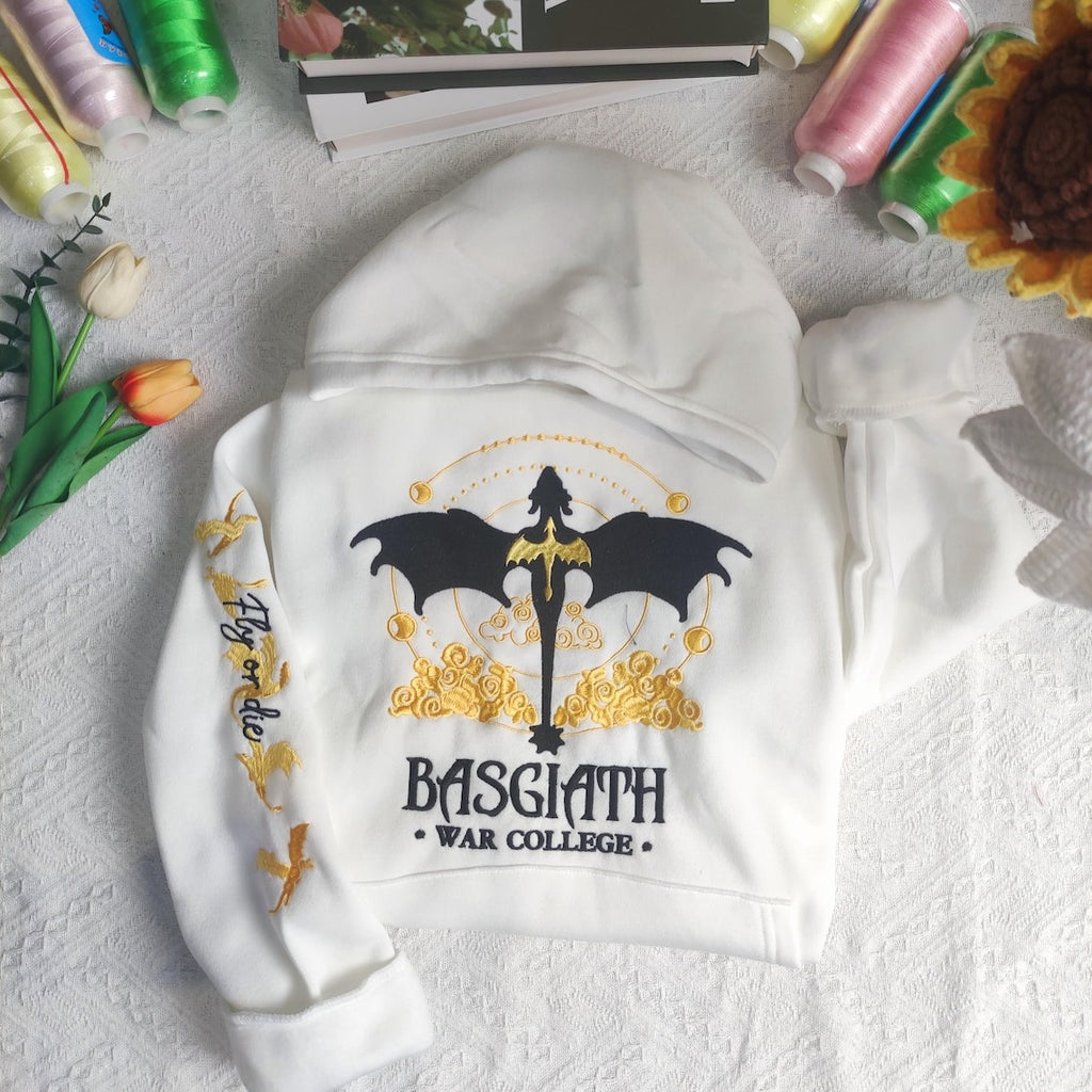 Embroidered Basgiath War College Sweatshirt, The Empyrean Sweatshirt, Dragon Rider Sweatshirt. VEMB17