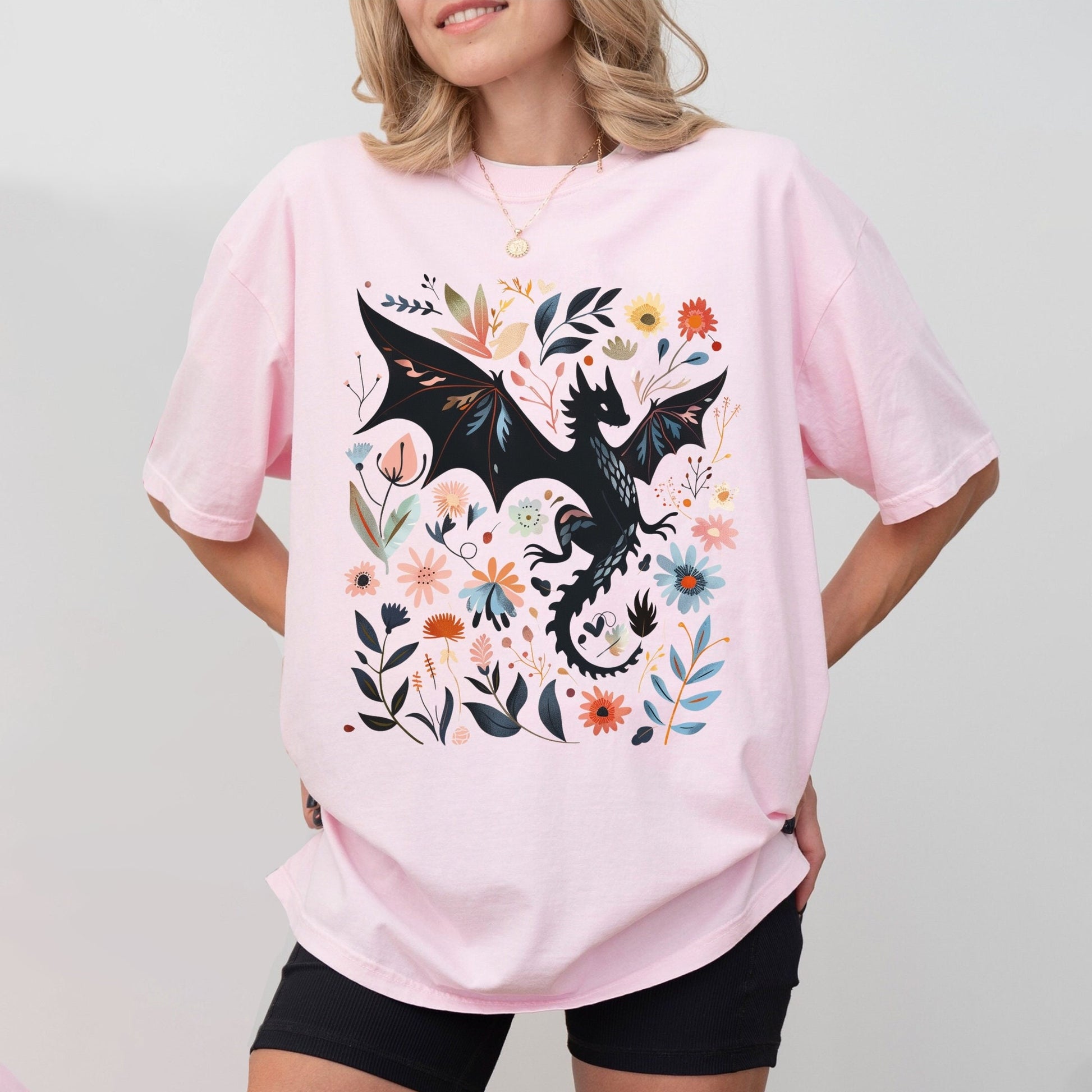 Abraxos Flower Comfort Colors Shirt, Fantasy Dragon Bookish Shirt, Boho Wildflowers Cottagecore Shirt, Fantasy Book Lover Shirt, Book Gift CFVLR85