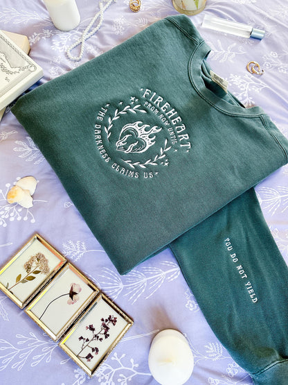 Fireheart Embroidered  Sweatshirt Throne Of Glass Merch Acotar Sweatshirt Velaris Sweatshirt Acotar Shirt Sjm Merch Maas VEMB35