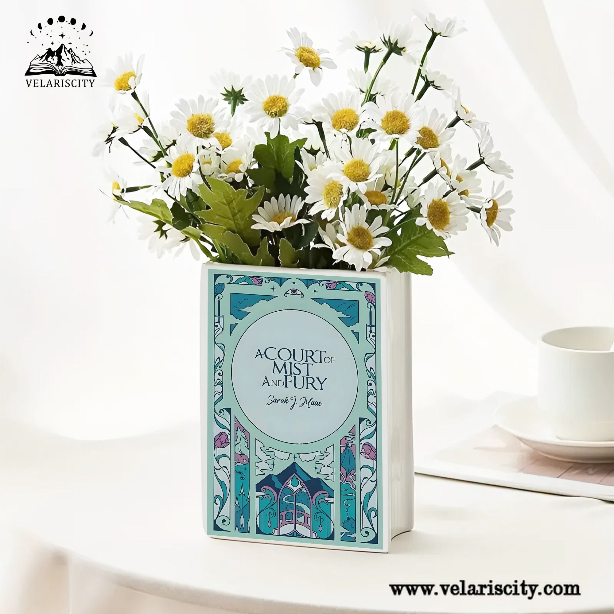 A Court of Mist and Fury Book Vase, Ceramic Fantasy Decor, Night Court Inspired Gift for Sarah J. Maas Fans CVVRL19