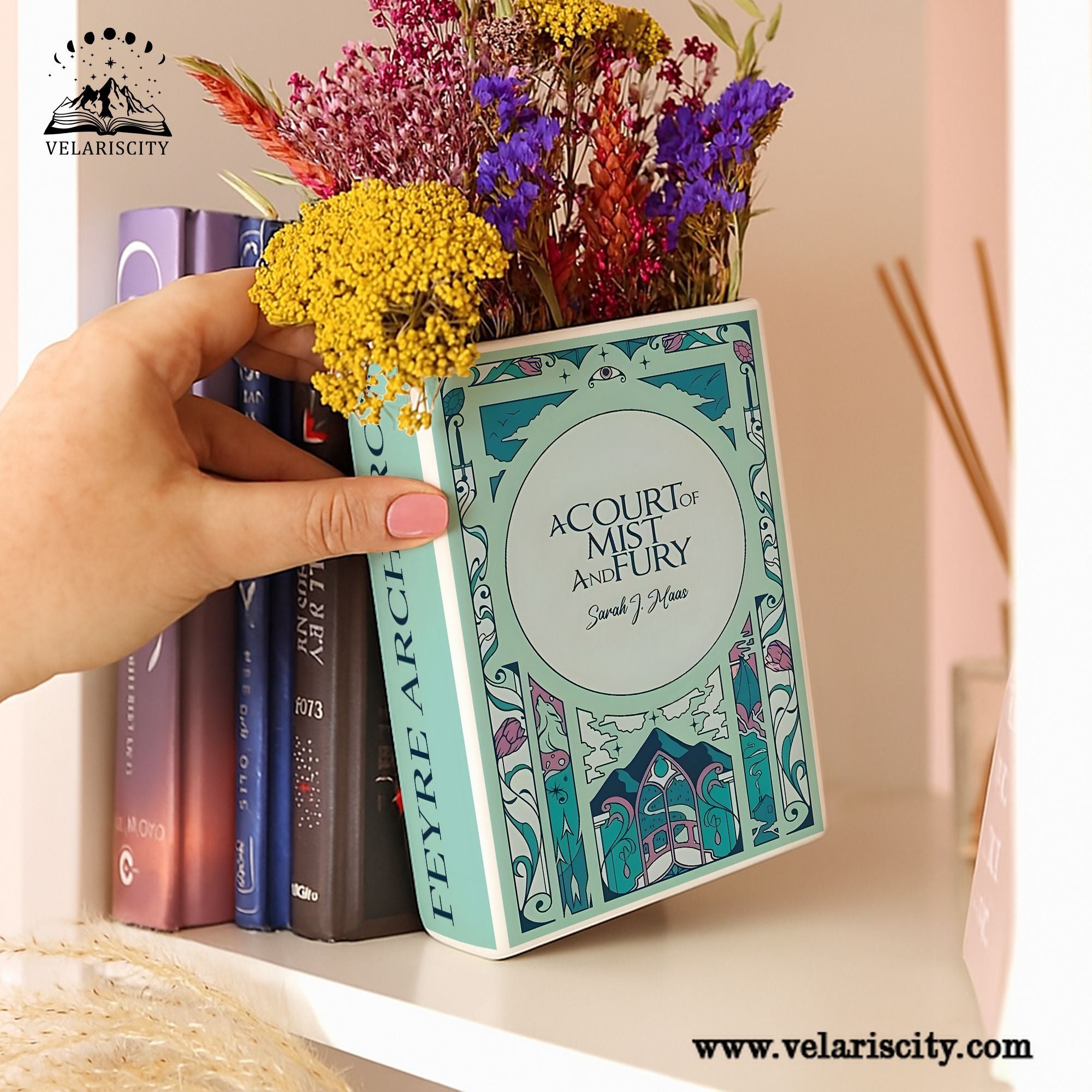 A Court of Mist and Fury Book Vase, Ceramic Fantasy Decor, Night Court Inspired Gift for Sarah J. Maas Fans CVVRL19