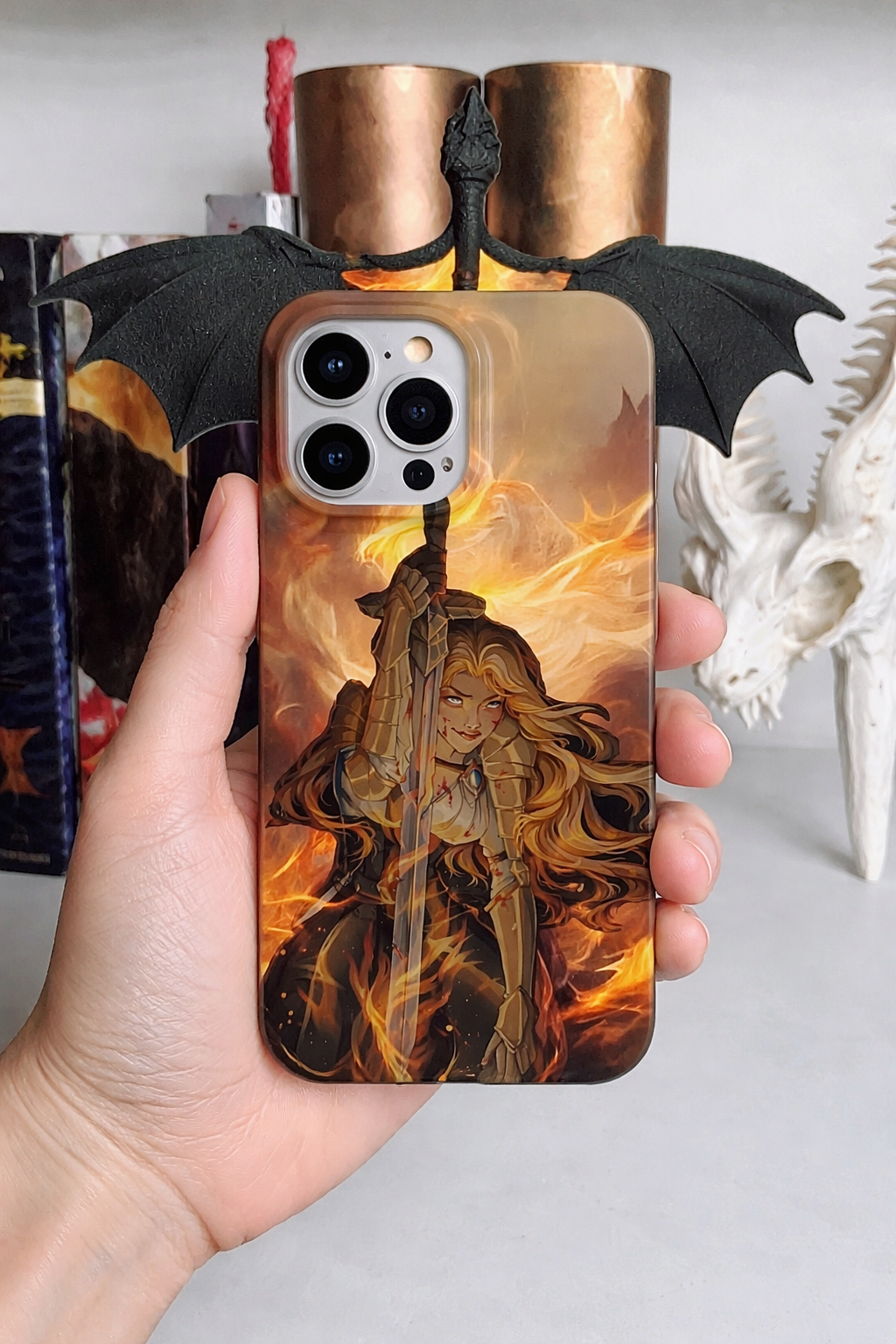 Aelin iPhone Case, Throne of Glass Inspired, Fire Sword Battle Design, Fantasy Art Phone Cover, Powerful Heroine, PCVLR93