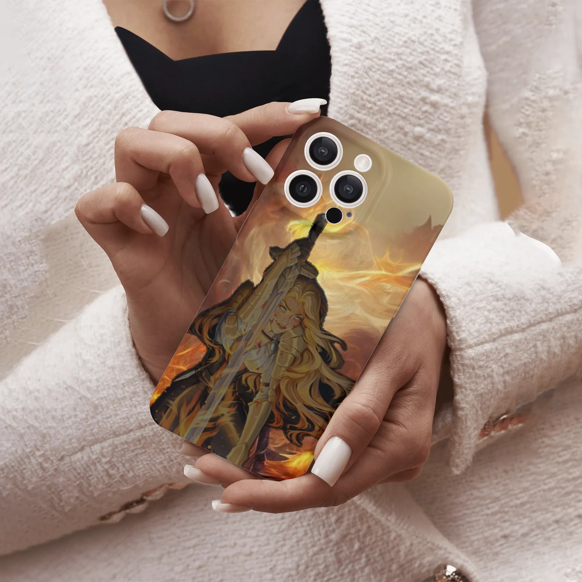 Aelin iPhone Case, Throne of Glass Inspired, Fire Sword Battle Design, Fantasy Art Phone Cover, Powerful Heroine, PCVLR93