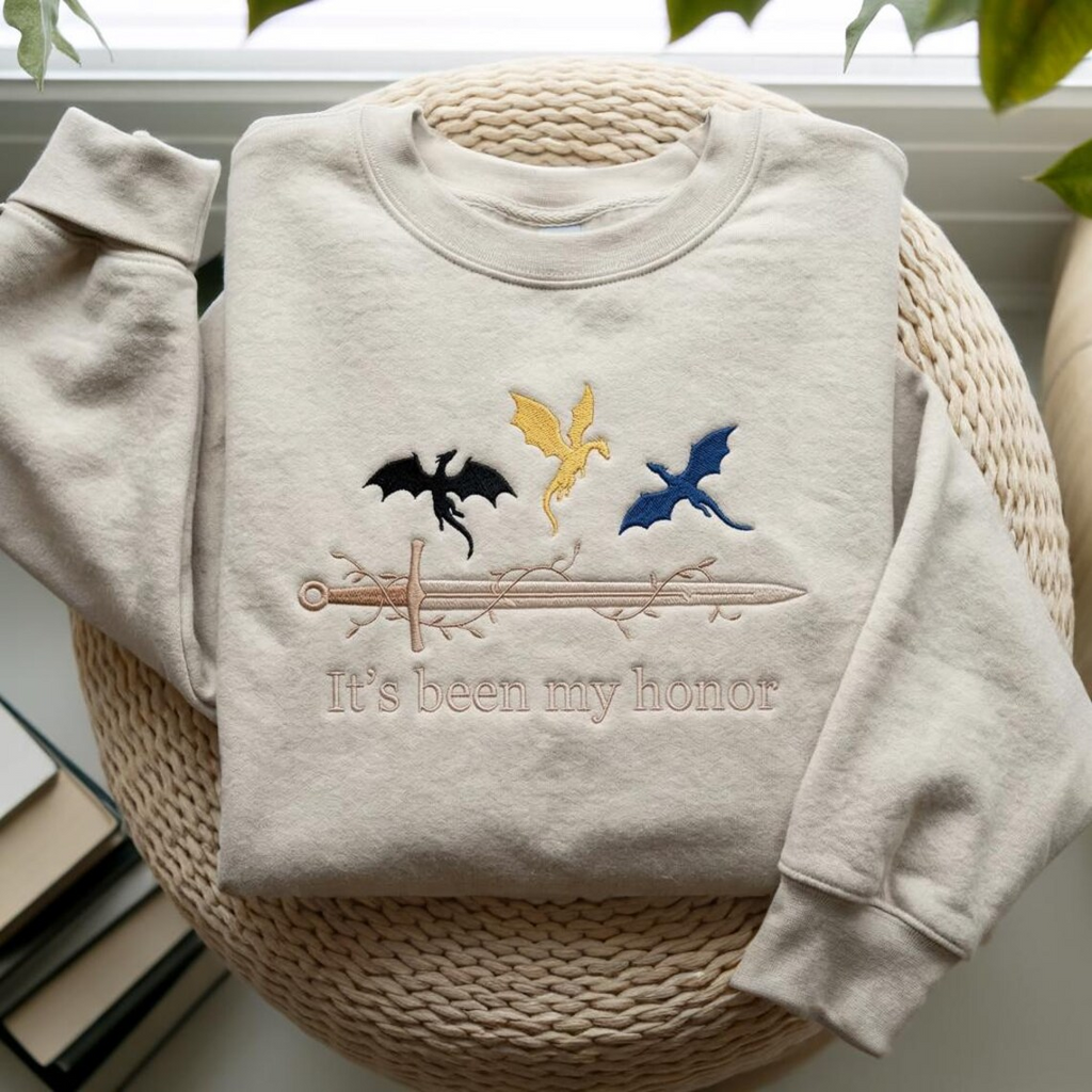 It’s Been My Honor Sweatshirt, Fantasy Dragon Rider Crewneck, Bookish Gift for Romantasy Readers and Book Lovers VEMB84
