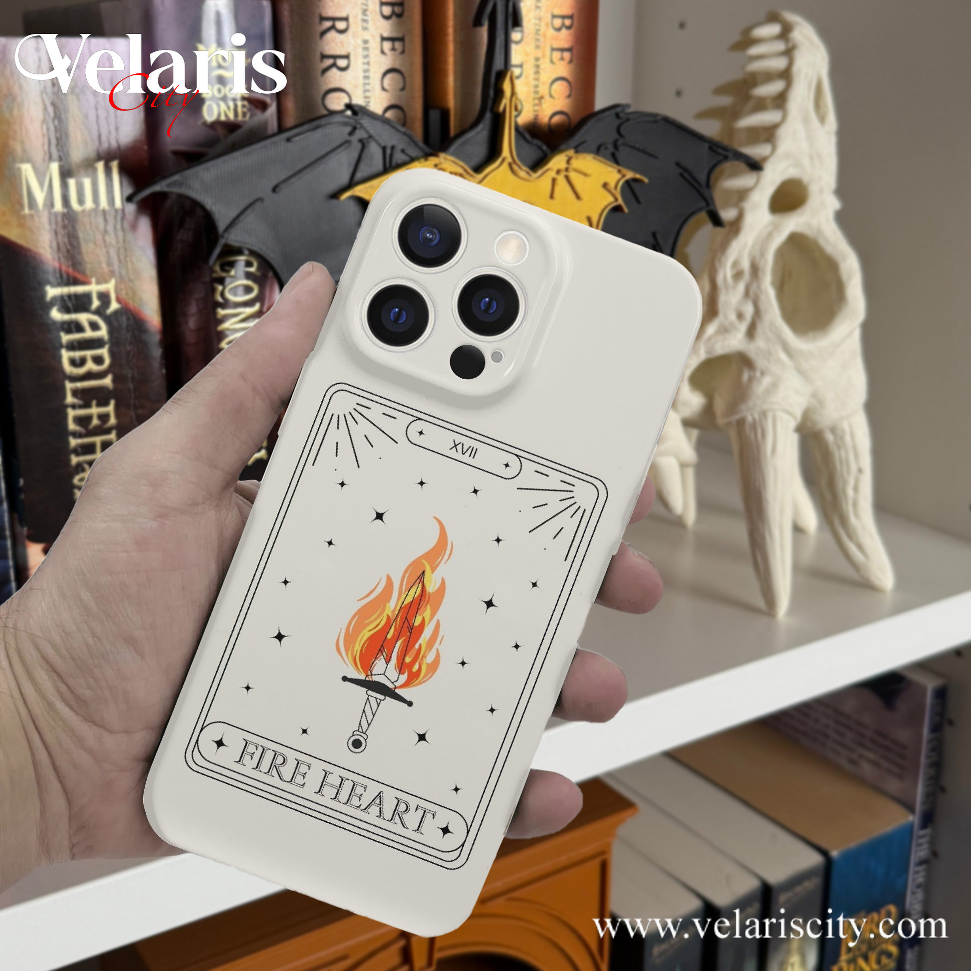 Fire Heart Tarot Card Phone Case - Throne Of Glass Inspired Magical Sword Design, Fantasy Novel iPhone Cover, Fantasy Art Accessories PCVLR19
