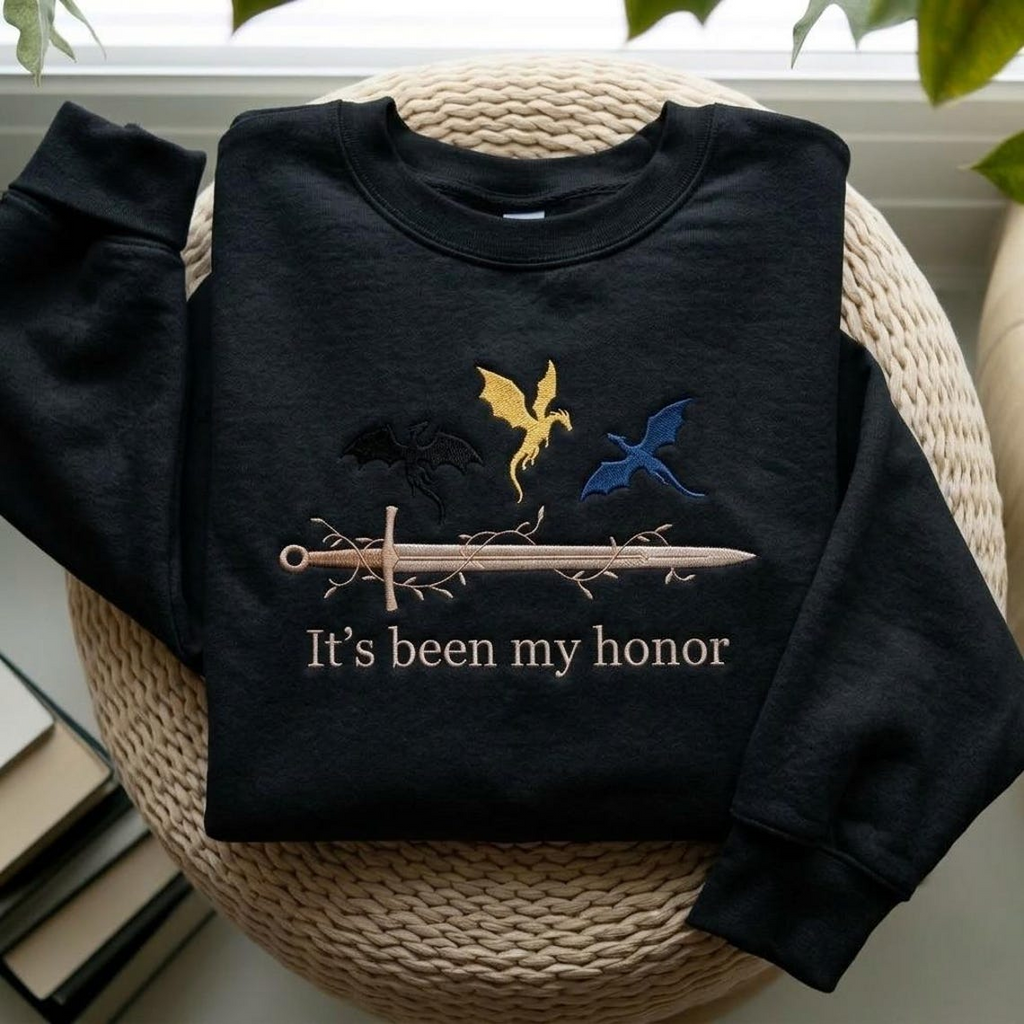 It’s Been My Honor Sweatshirt, Fantasy Dragon Rider Crewneck, Bookish Gift for Romantasy Readers and Book Lovers VEMB84