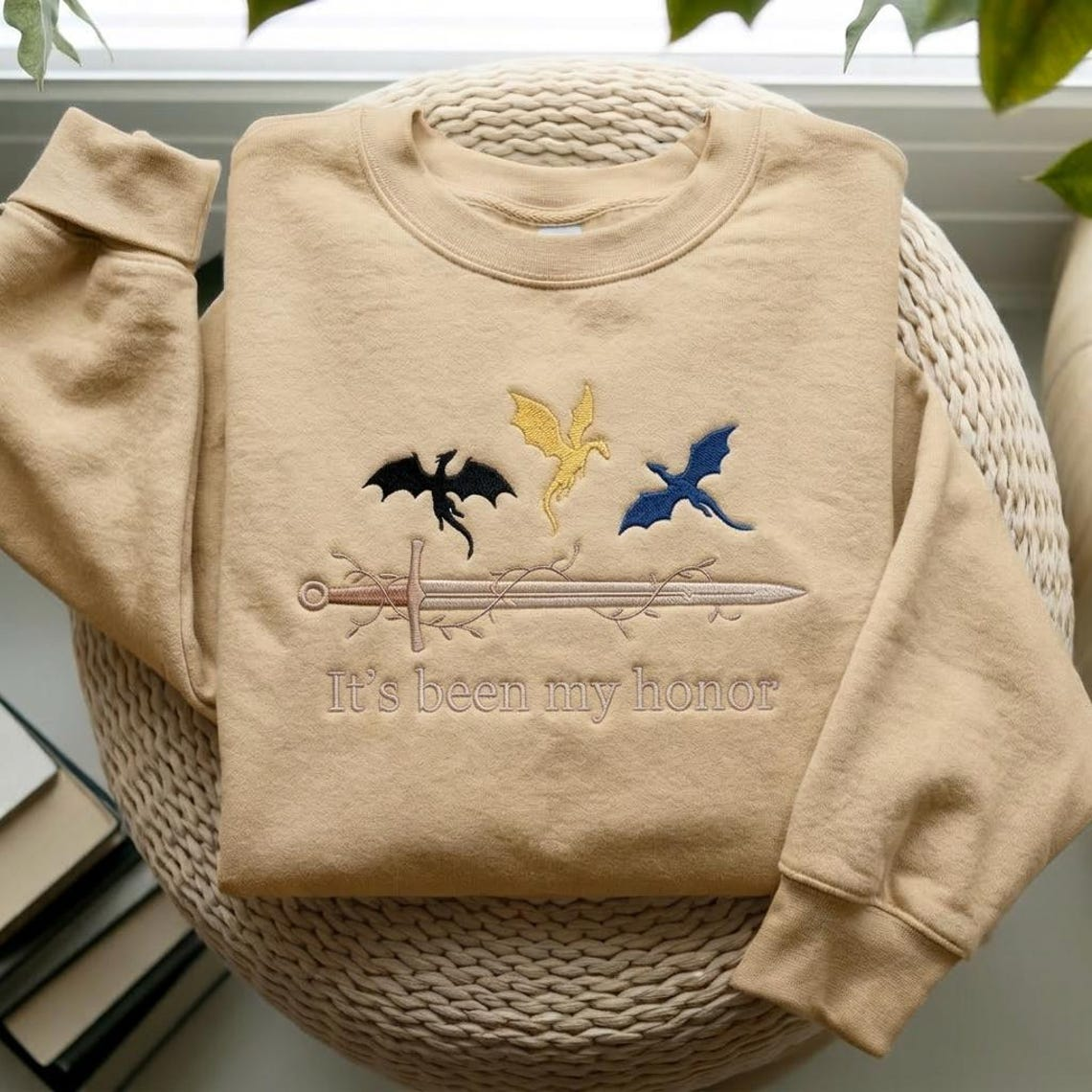 It’s Been My Honor Sweatshirt, Fantasy Dragon Rider Crewneck, Bookish Gift for Romantasy Readers and Book Lovers VEMB84