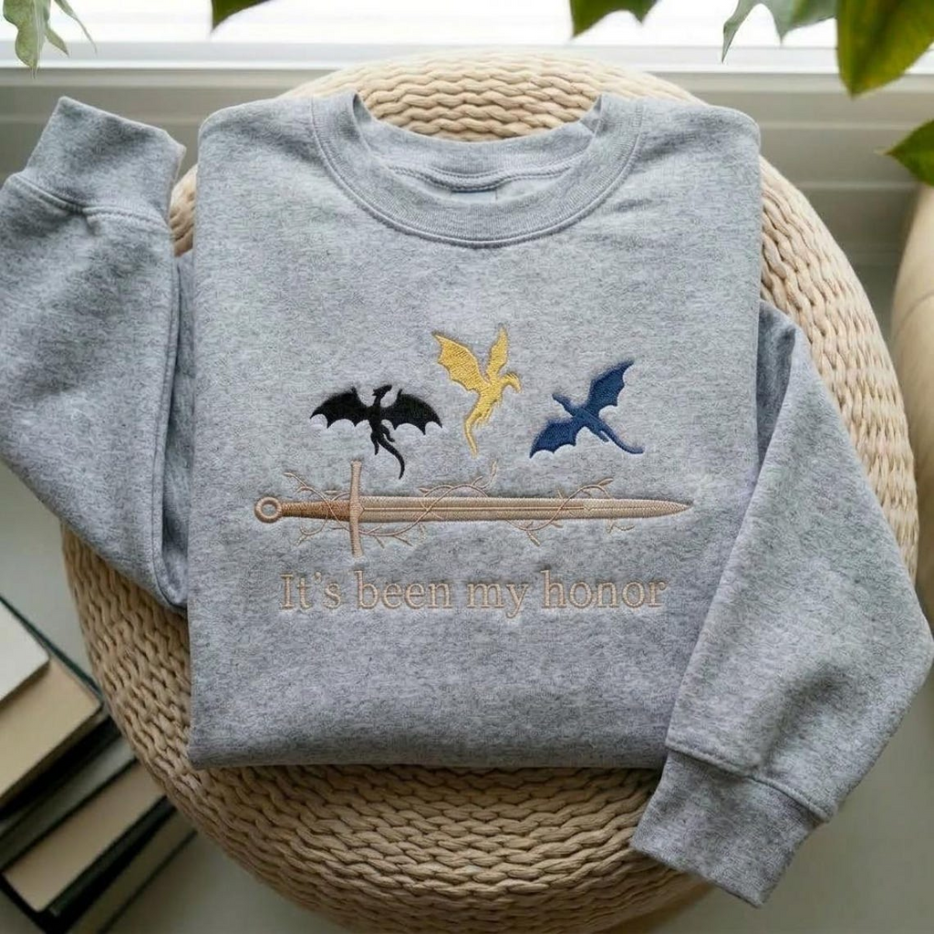It’s Been My Honor Sweatshirt, Fantasy Dragon Rider Crewneck, Bookish Gift for Romantasy Readers and Book Lovers VEMB84