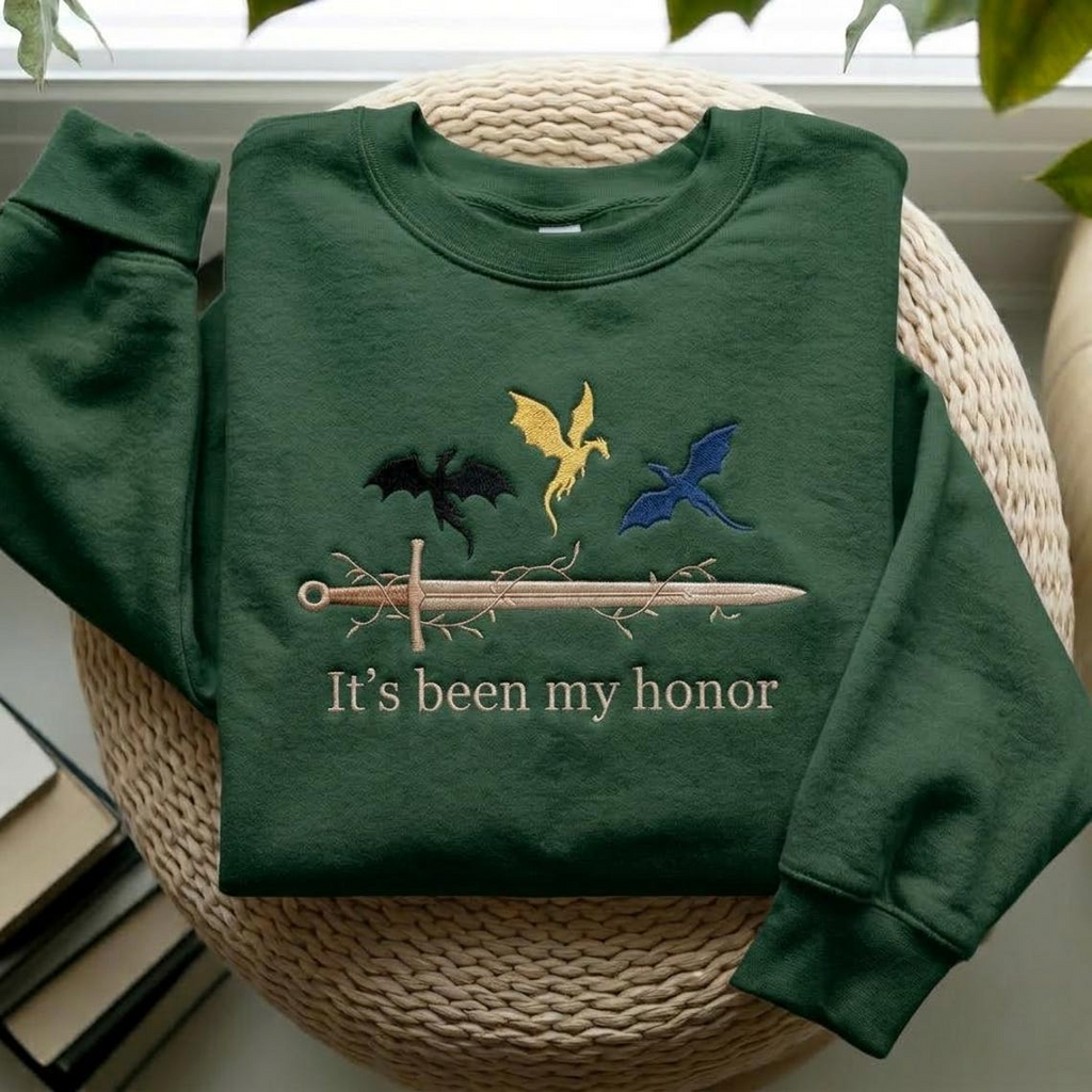 It’s Been My Honor Sweatshirt, Fantasy Dragon Rider Crewneck, Bookish Gift for Romantasy Readers and Book Lovers VEMB84
