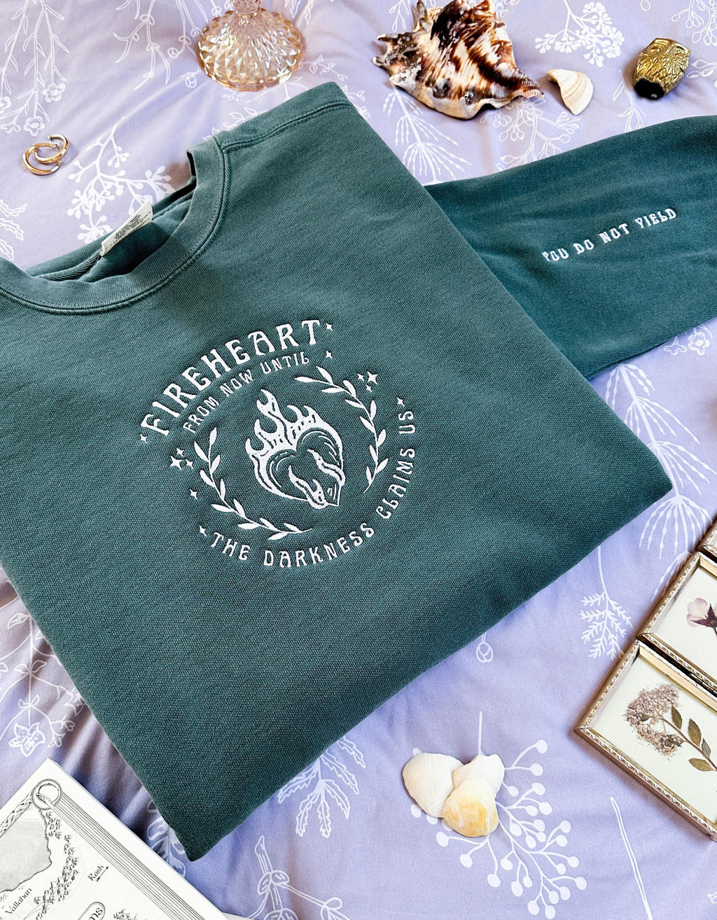Fireheart Embroidered  Sweatshirt Throne Of Glass Merch Acotar Sweatshirt Velaris Sweatshirt Acotar Shirt Sjm Merch Maas VEMB35