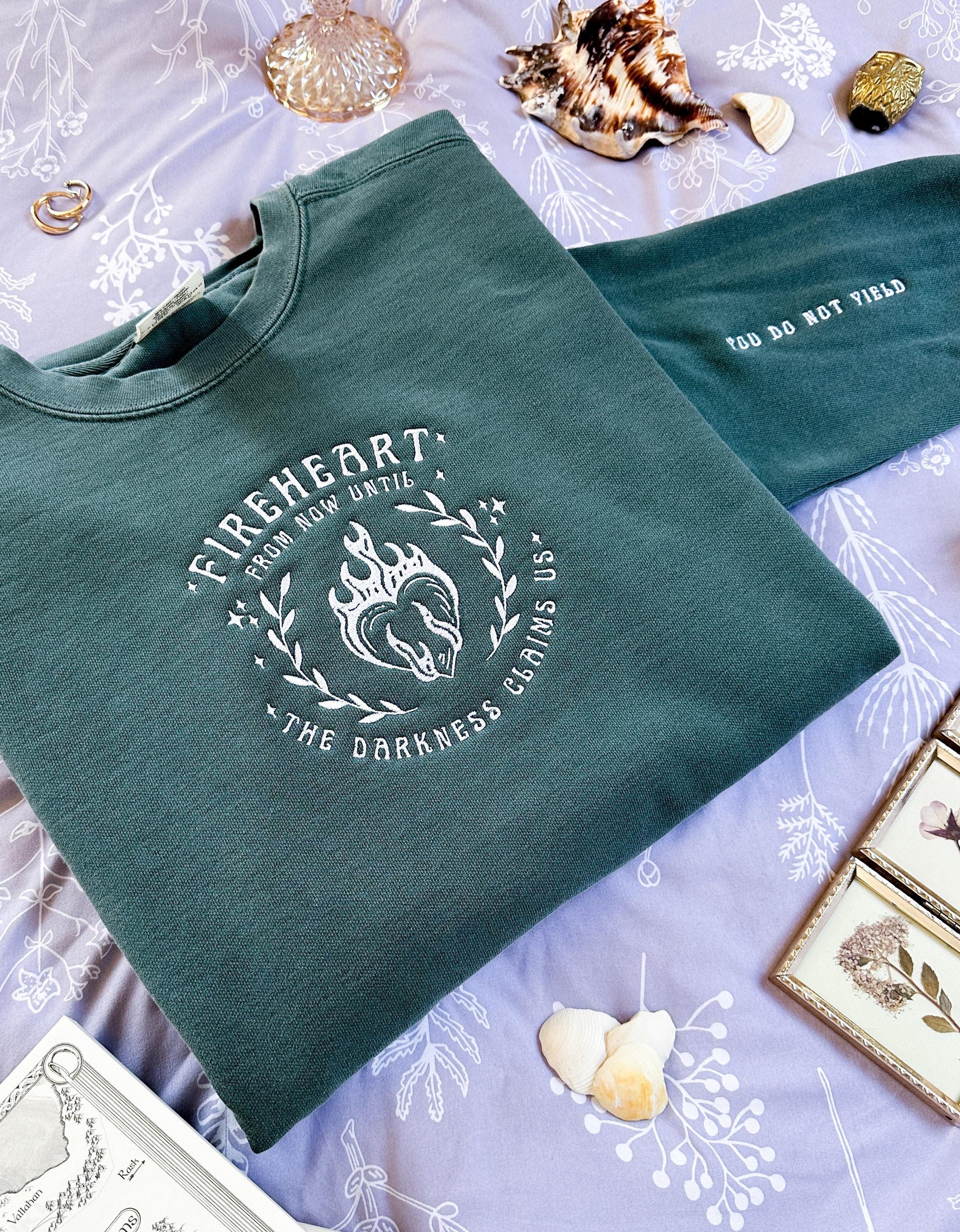 Fireheart Embroidered  Sweatshirt Throne Of Glass Merch Acotar Sweatshirt Velaris Sweatshirt Acotar Shirt Sjm Merch Maas VEMB35