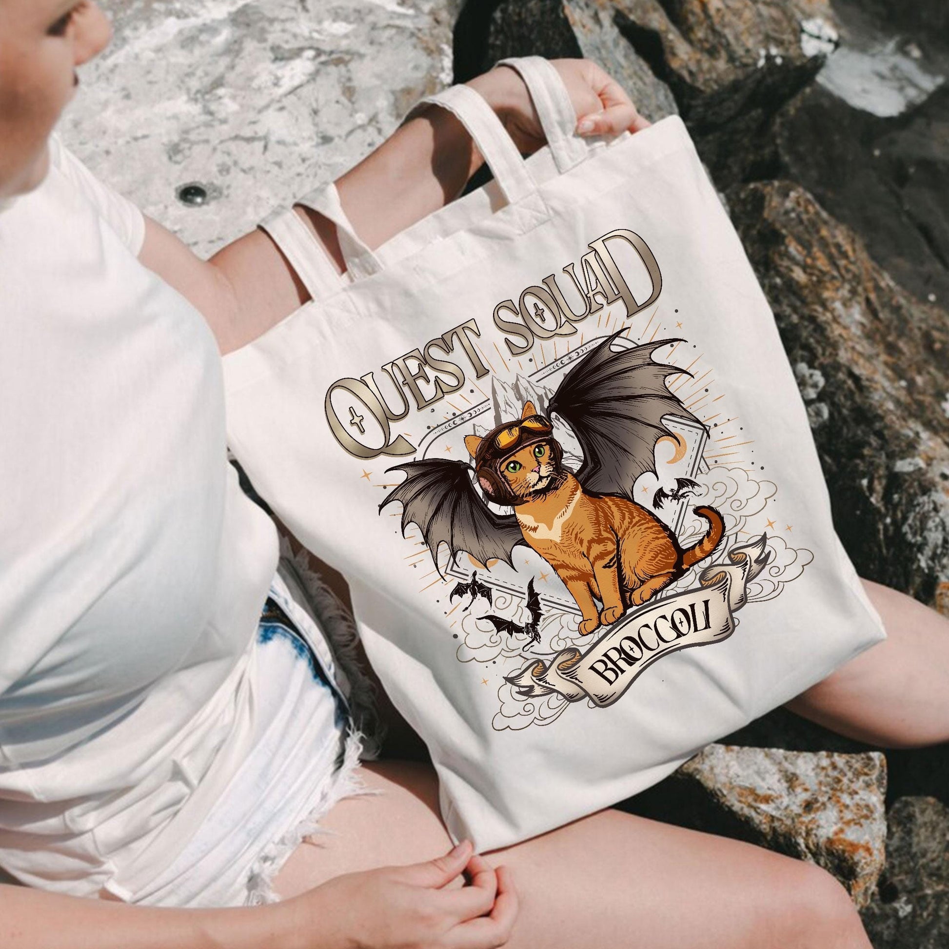 Quest Squad Broccoli Canvas Tote Bag, Onyx Storm Canvas Tote Bag, Fourth Wing, Xaden Riorson, Ridoc Romantasy Fan Shirt, Dragon Rider TBVLR18