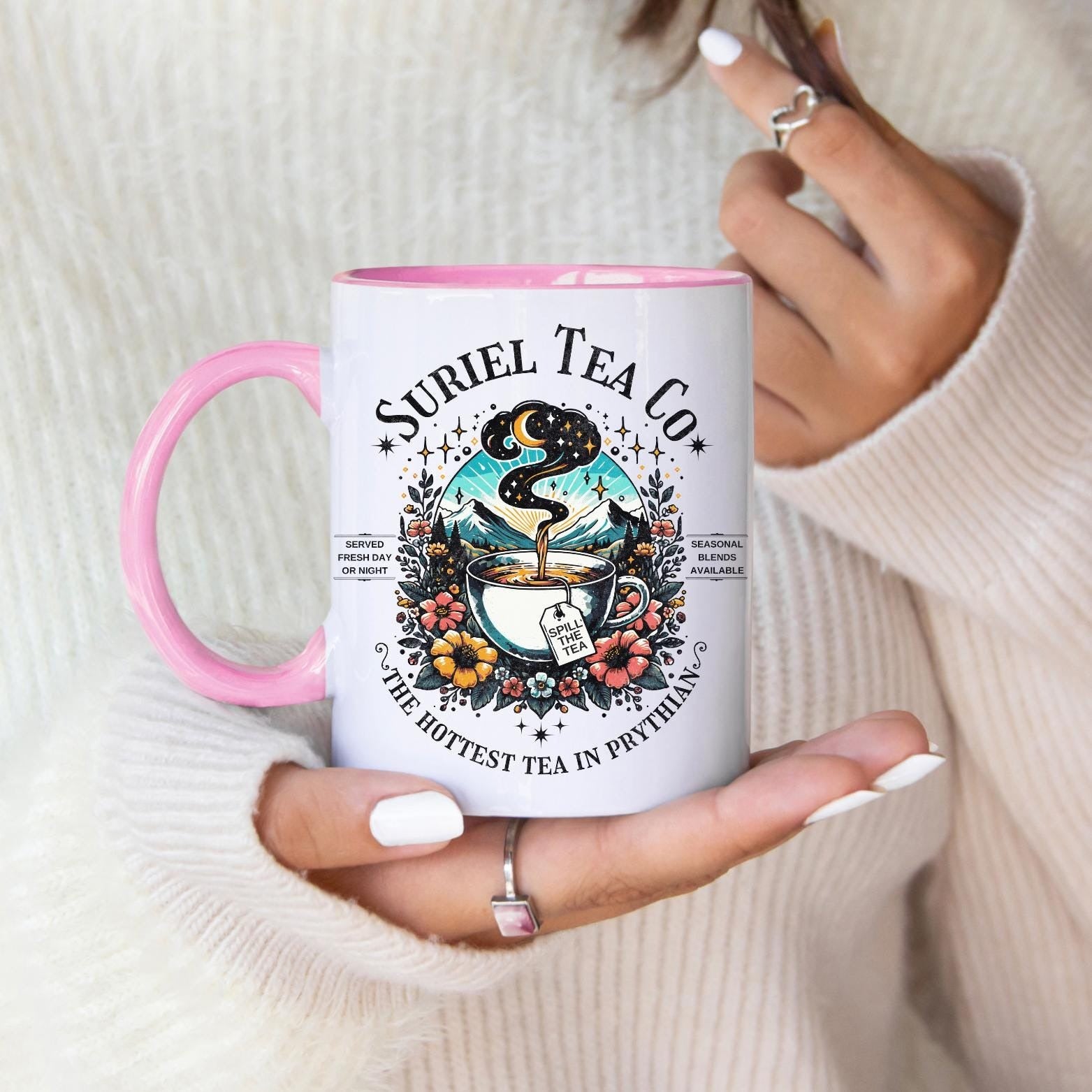Suriel Tea Company Mug, ACOTAR Coffee Cup, Two Tone Colorful Mug, Book Lover Gift, Spill the Tea Mug, SJM Mug, Bookish Coffee Mug MGVLR20