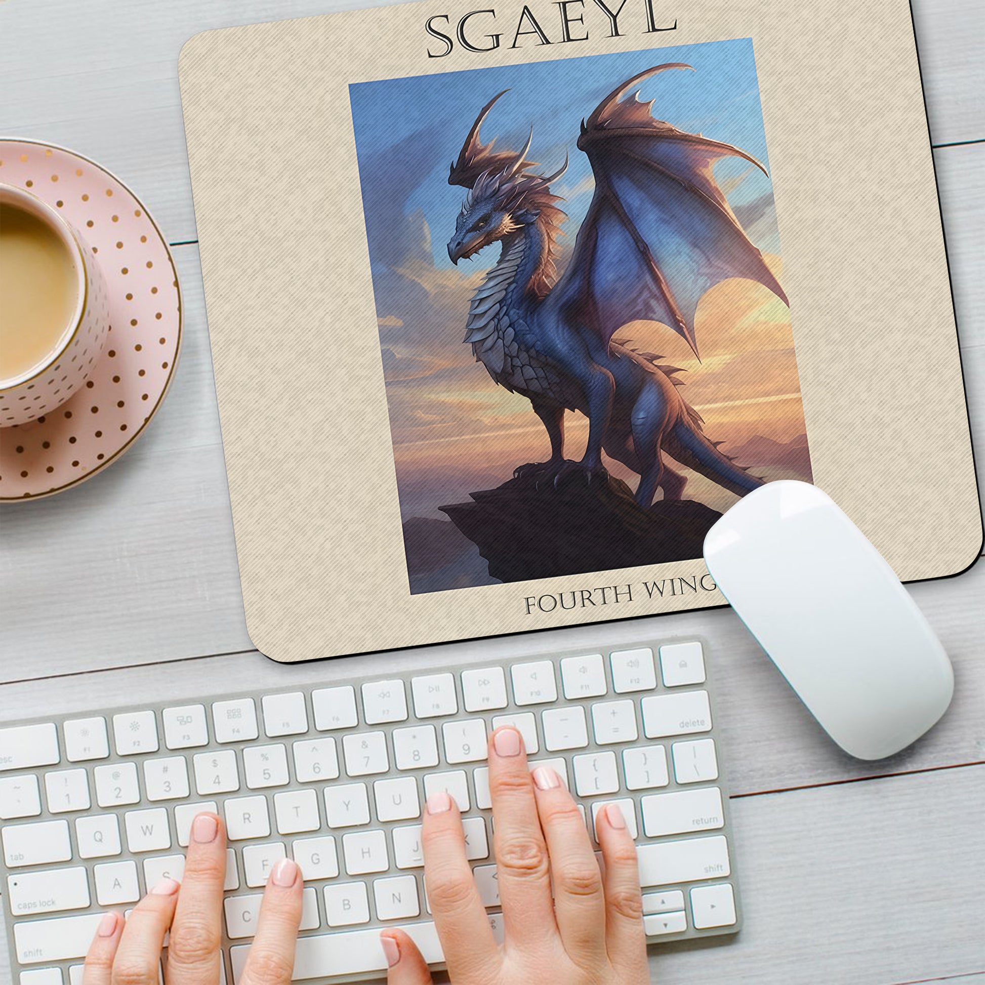 Fourth Wing Desk Mat, Tairn, Andarna & Sgaeyl Dragon Art, Rebecca Yarros Empyrean Desk Pad DMVLR21