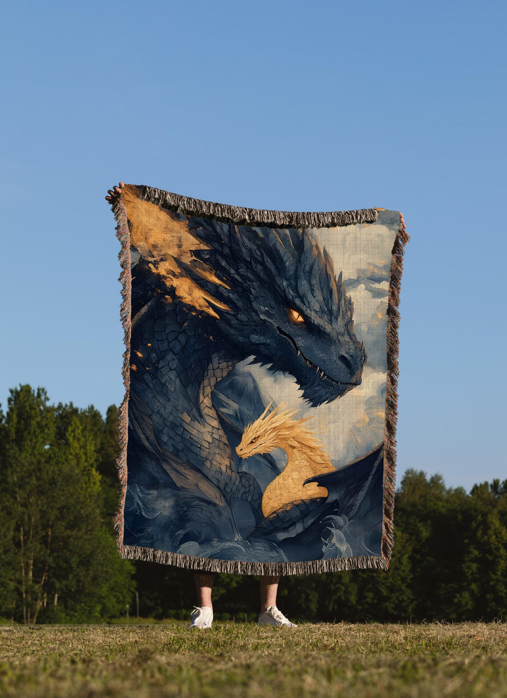 Fourth Wing Dragon Woven Blanket, Tairn and Andarna Fantasy Throw, Cozy Bookish Gift for Romantasy Readers and Fans BKVLR20