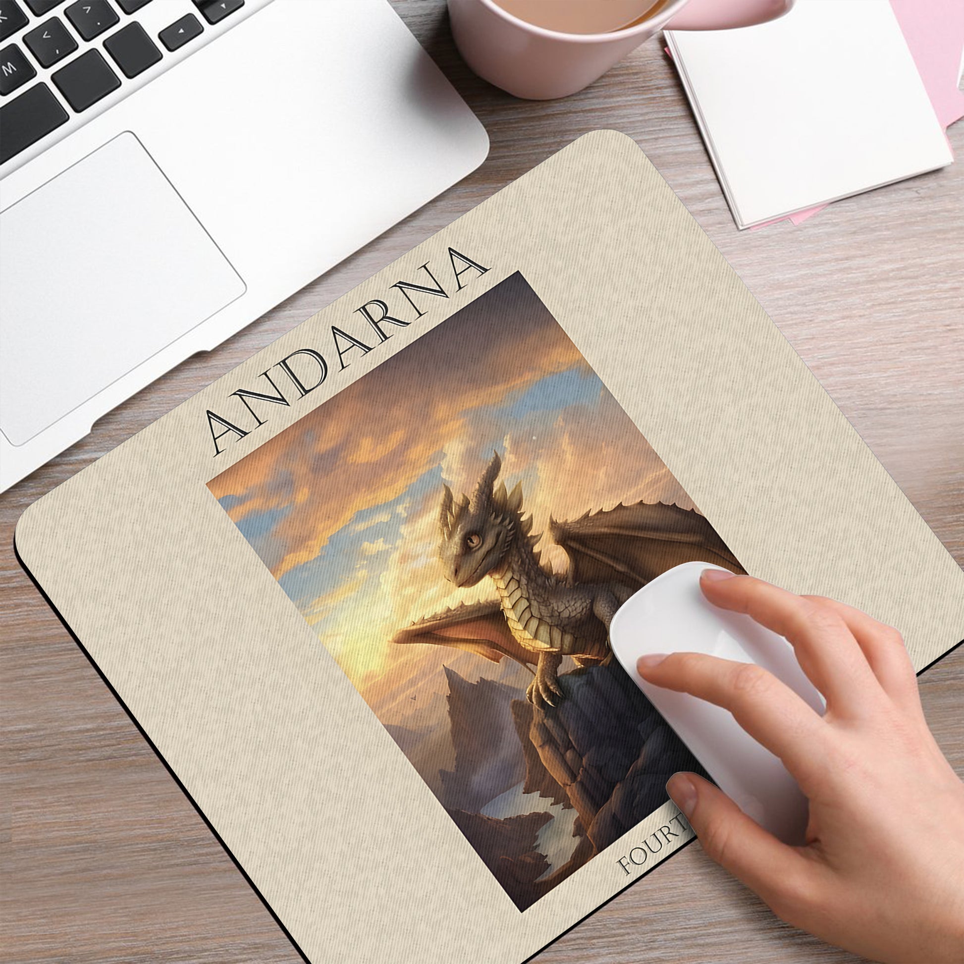 Fourth Wing Desk Mat, Tairn, Andarna & Sgaeyl Dragon Art, Rebecca Yarros Empyrean Desk Pad DMVLR21