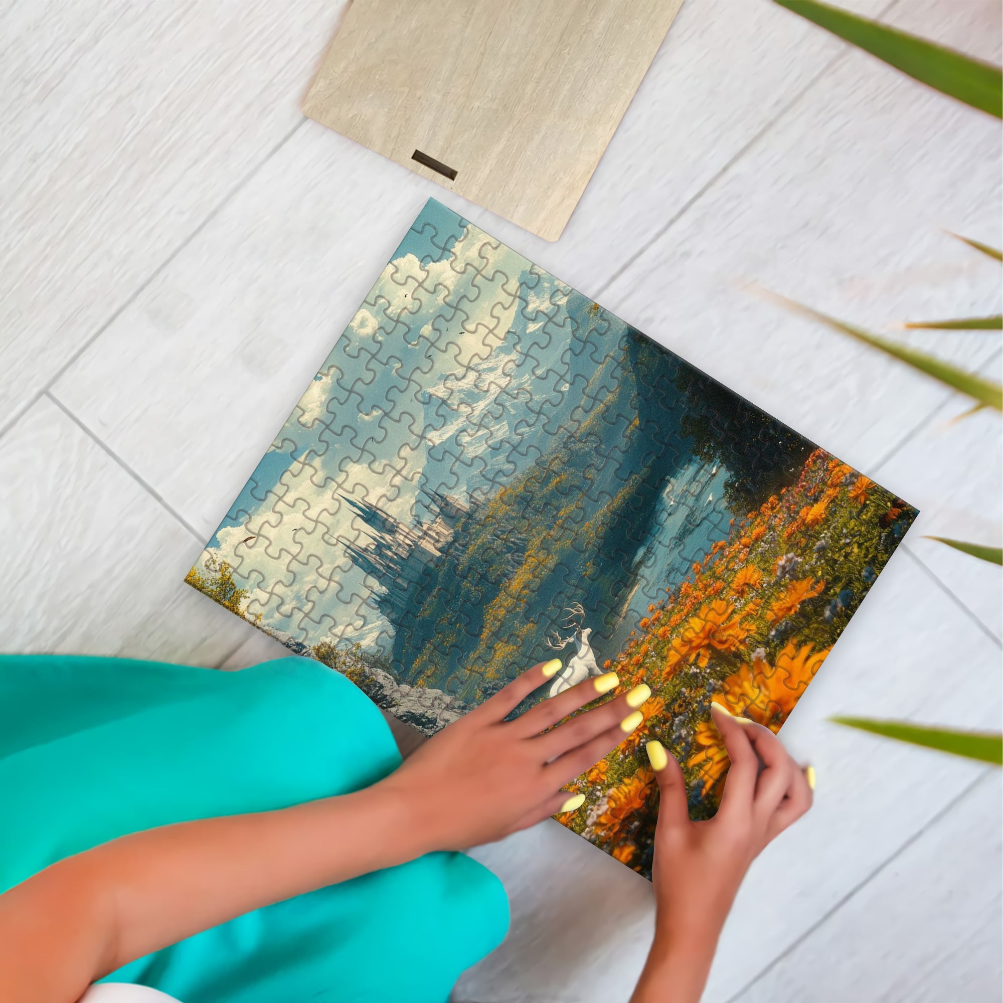 Terrasen Puzzle Throne of Glass, White Stag and Castle Artwork, Wooden Jigsaw Bookish Gift PVLR21