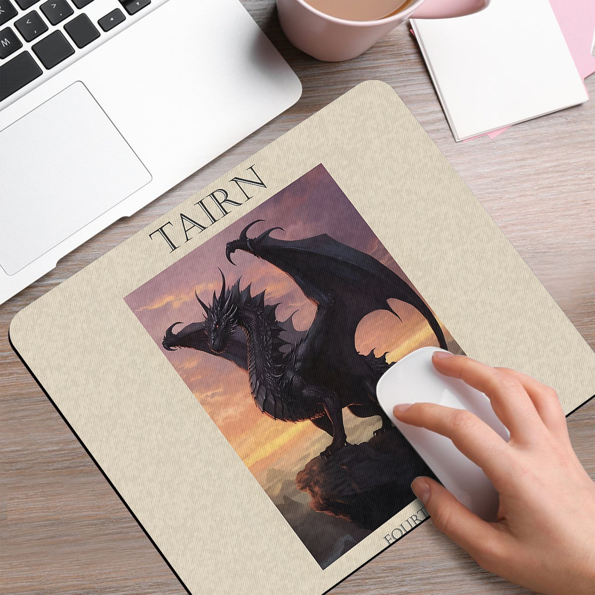 Fourth Wing Desk Mat, Tairn, Andarna & Sgaeyl Dragon Art, Rebecca Yarros Empyrean Desk Pad DMVLR21