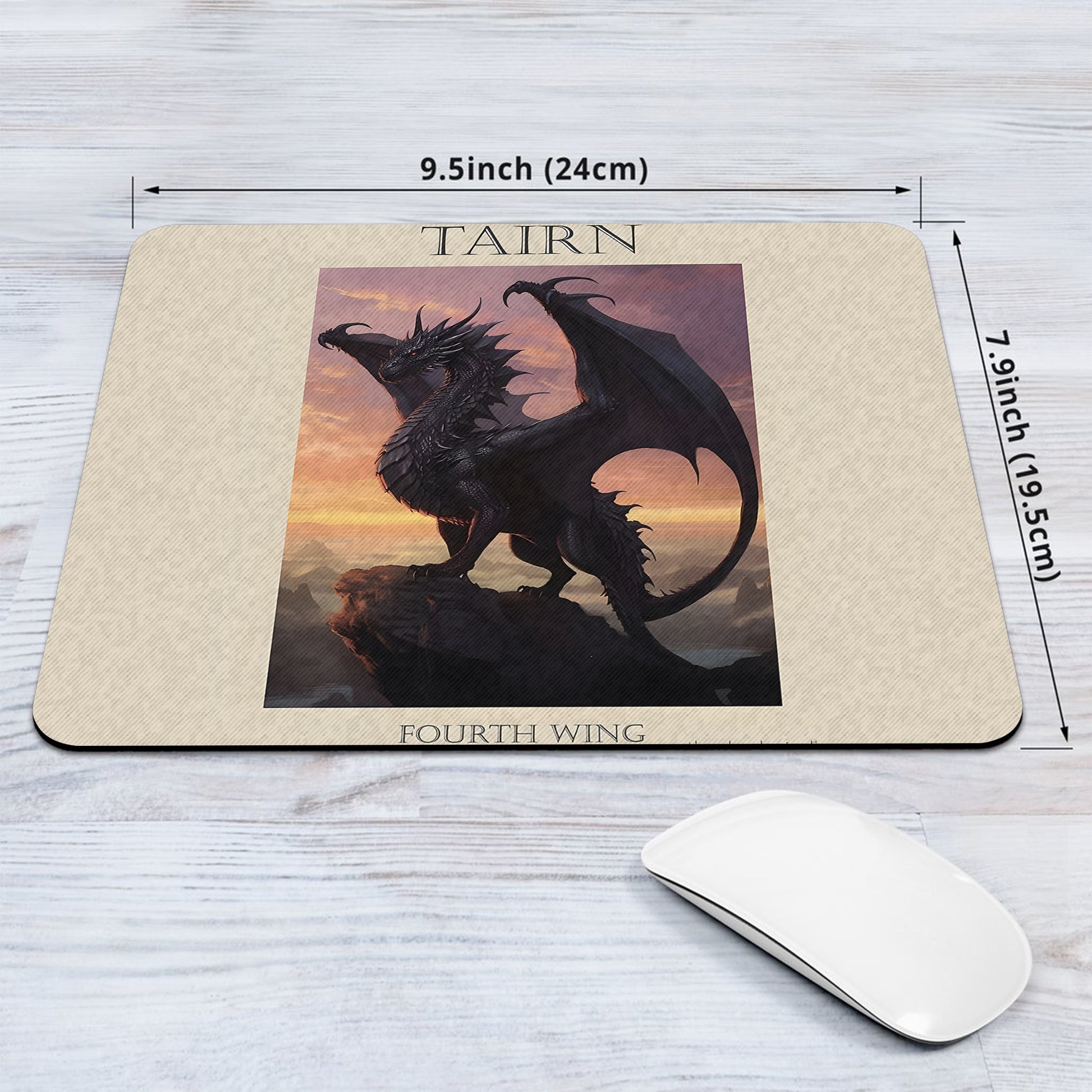 Fourth Wing Desk Mat, Tairn, Andarna & Sgaeyl Dragon Art, Rebecca Yarros Empyrean Desk Pad DMVLR21