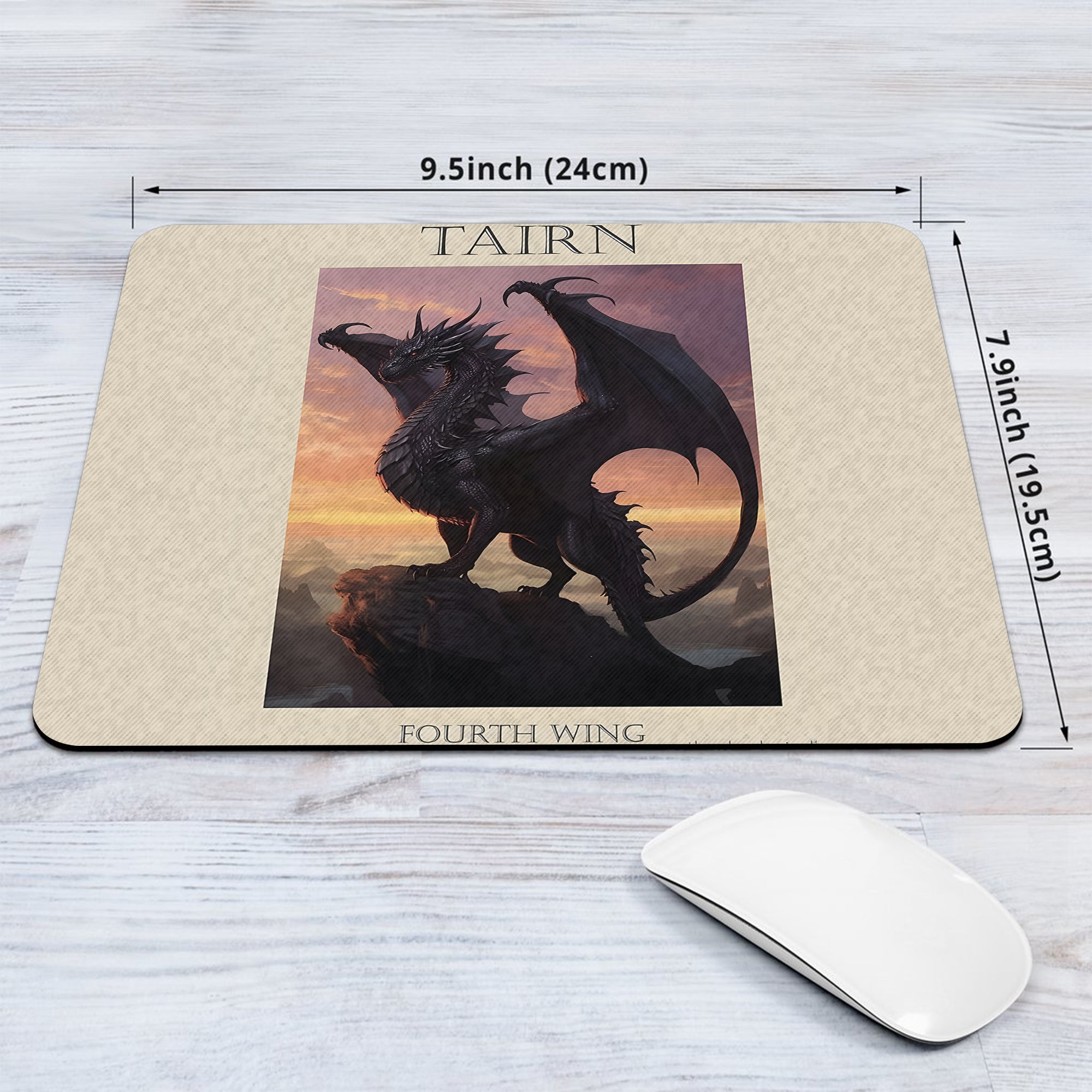 Fourth Wing Desk Mat, Tairn, Andarna & Sgaeyl Dragon Art, Rebecca Yarros Empyrean Desk Pad DMVLR21